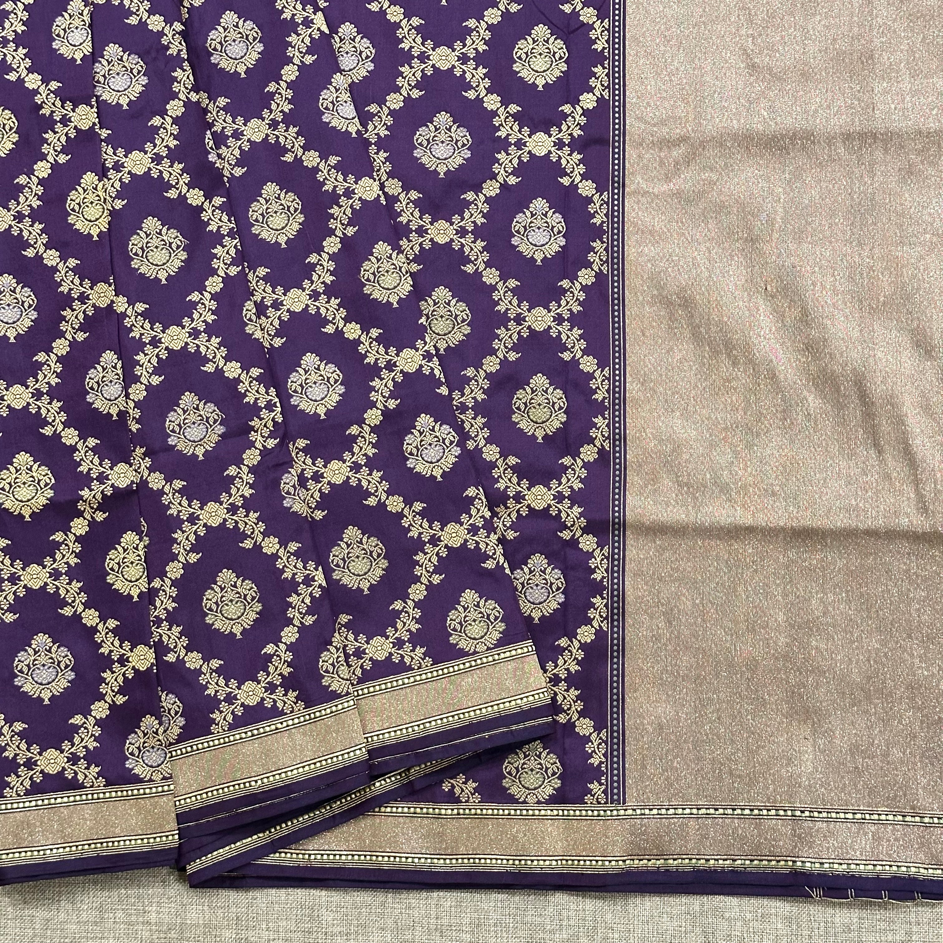 Purple shot colour Khadwa Jaal Benarasi