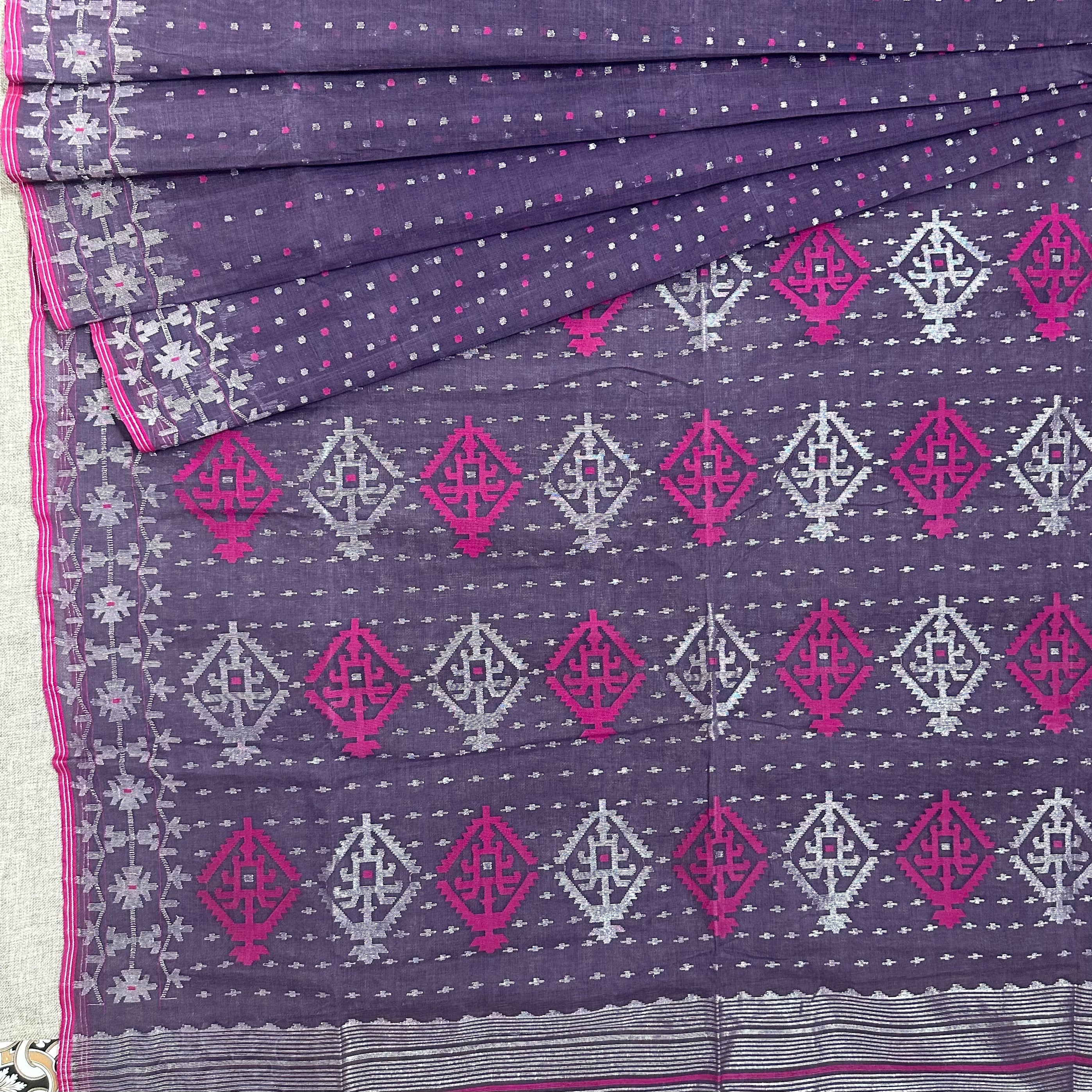 Greyish Purple Dhakai Jamdani