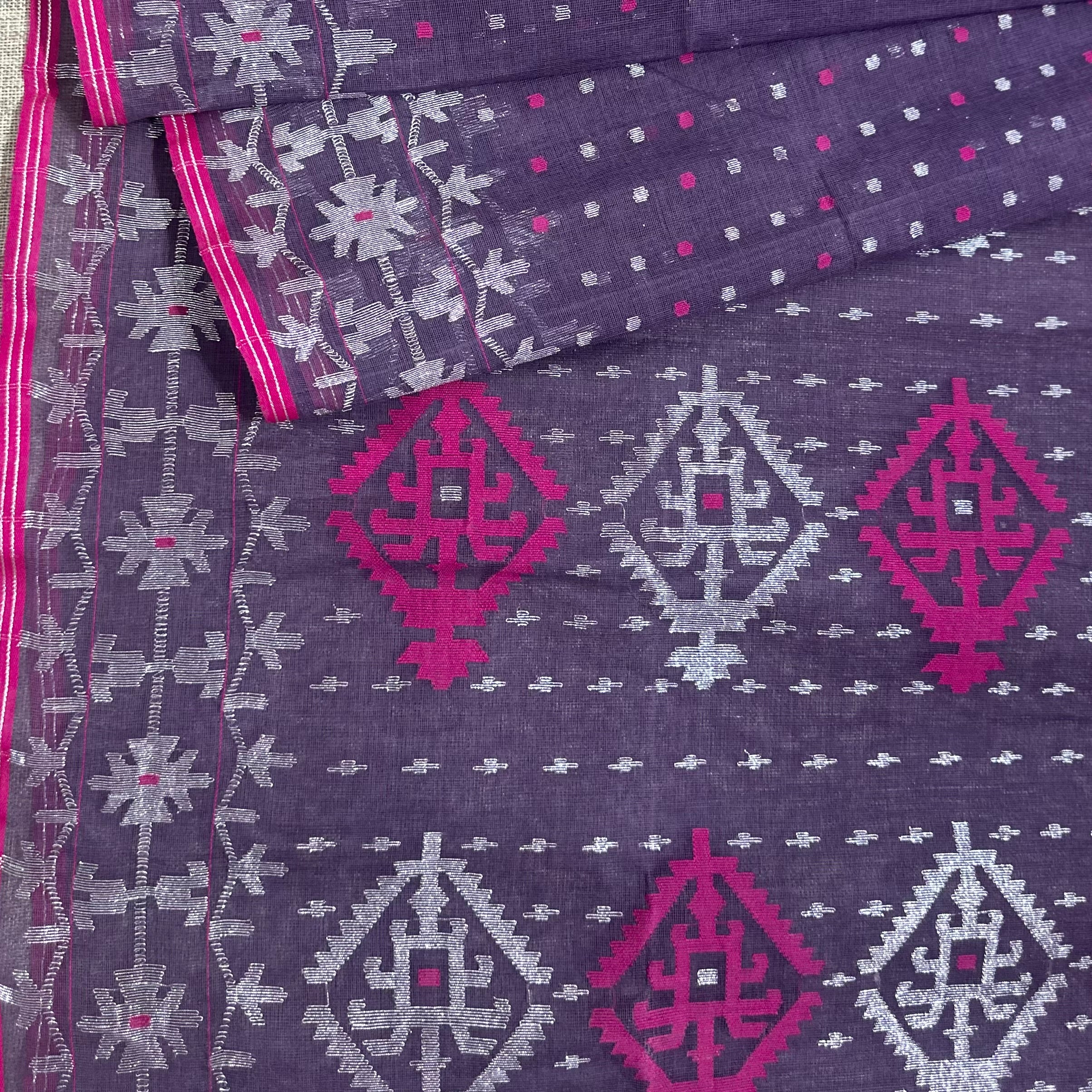 Greyish Purple Dhakai Jamdani