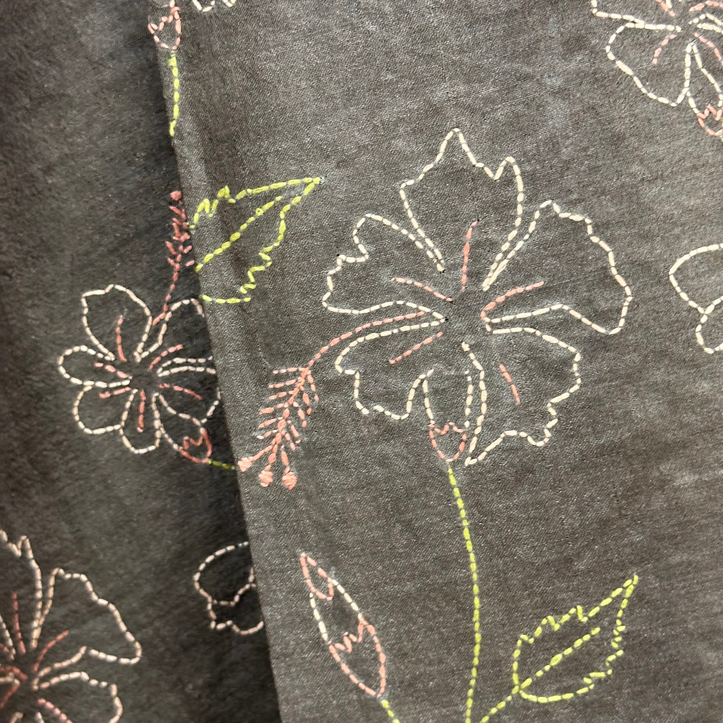 Grey Natural Dyed Handwoven Tussar with Kantha