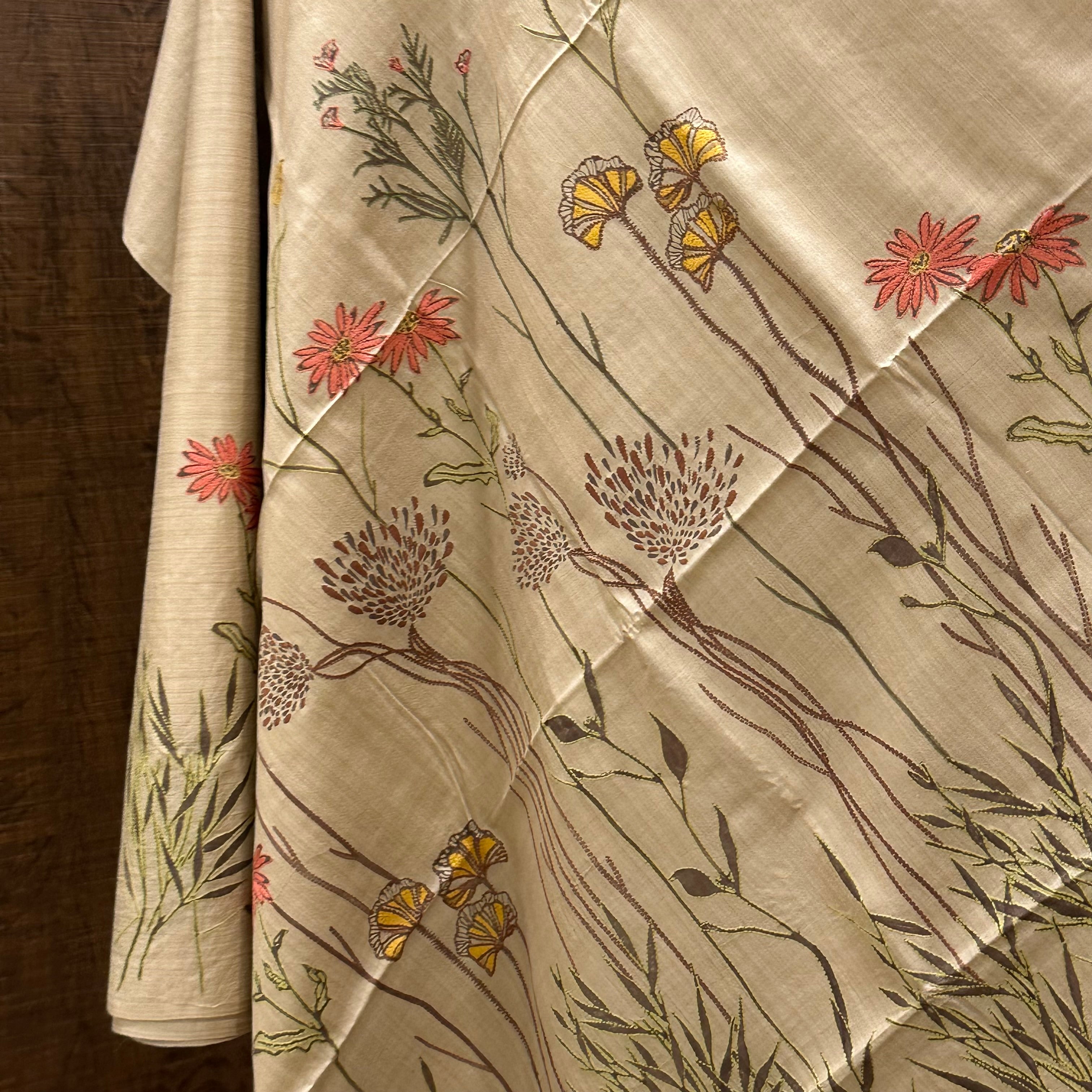 Natural Dyed Handwoven Tussar with Kantha
