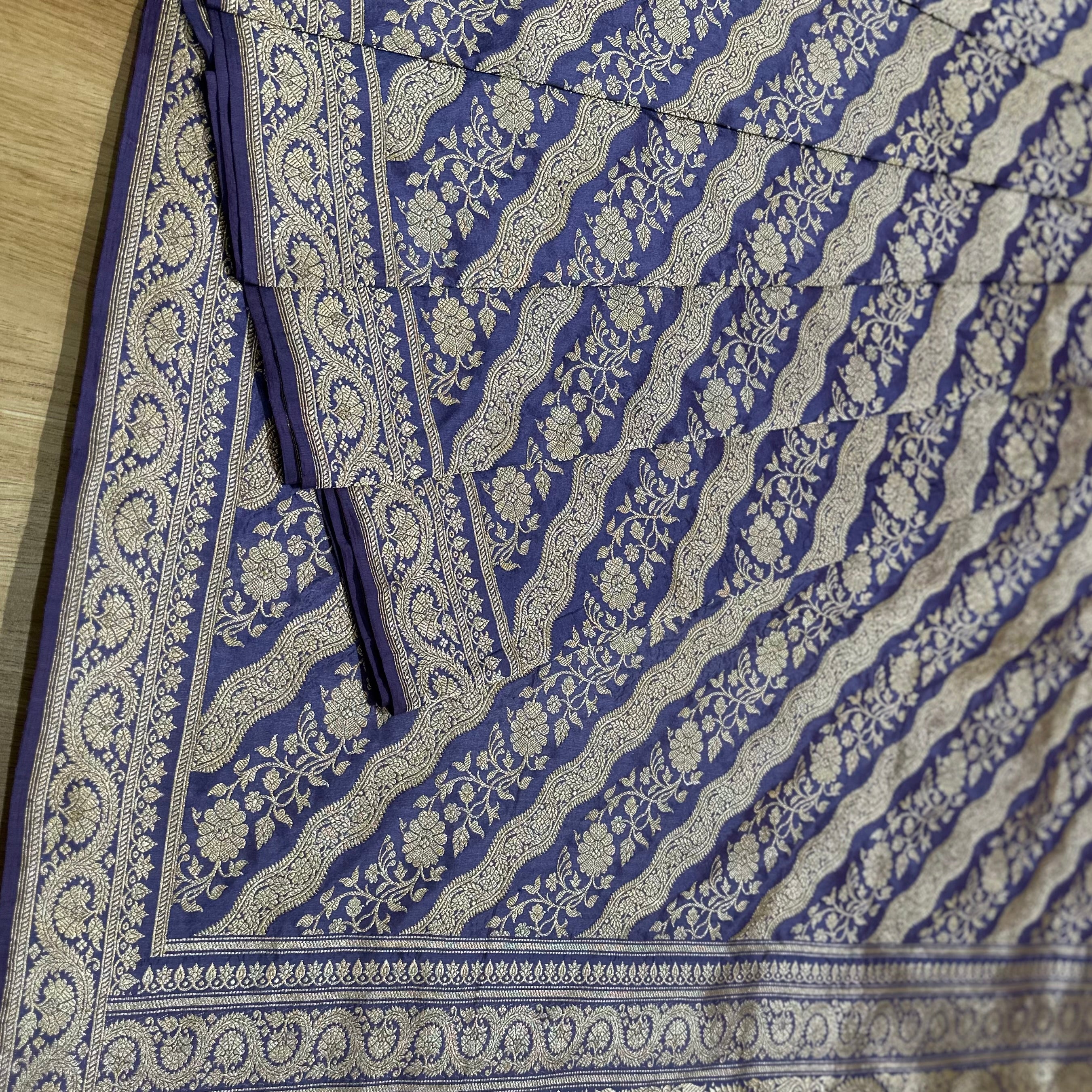 Aubergine Ada Khadwa Benarasi Saree