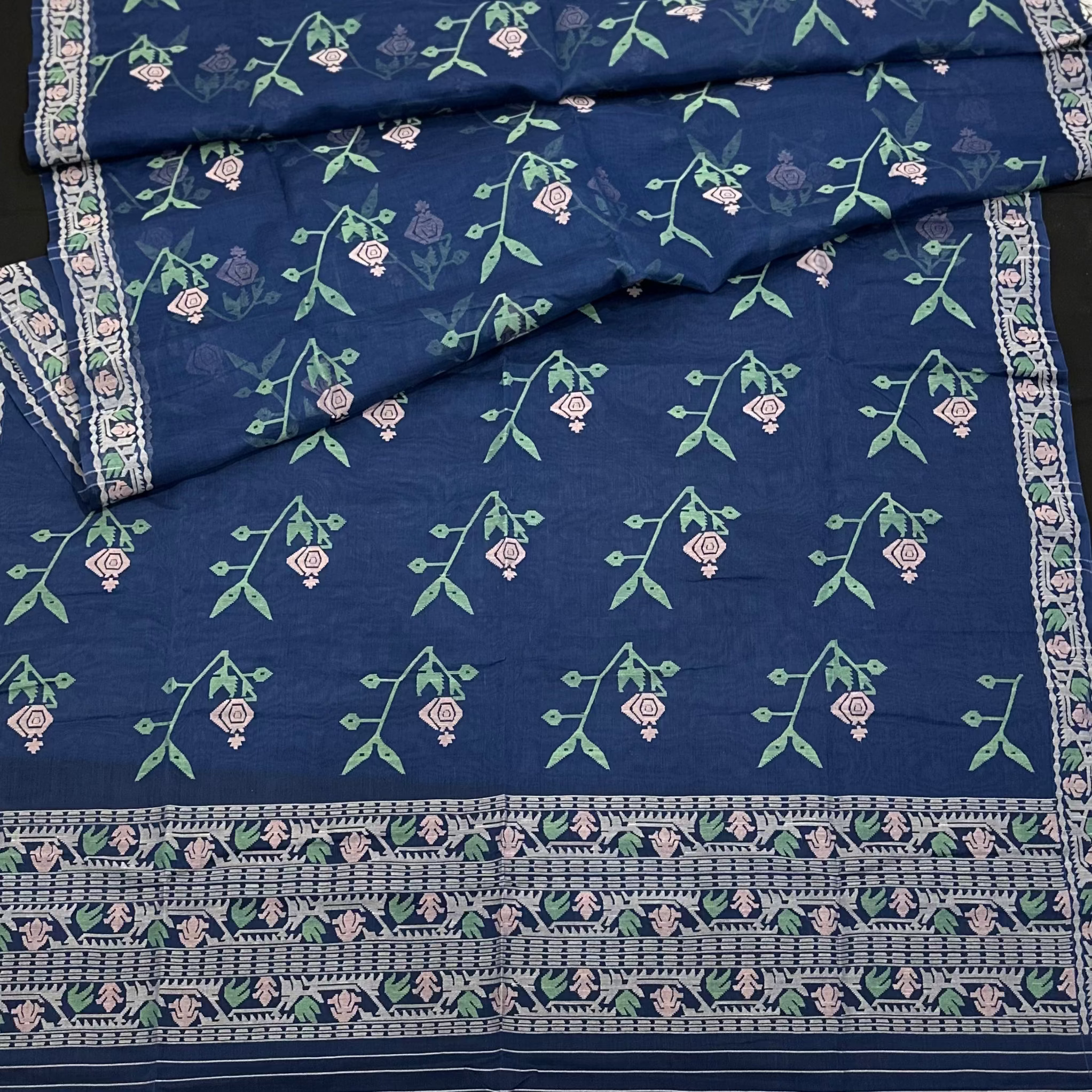 Ocean Blue Dhakai Jamdani