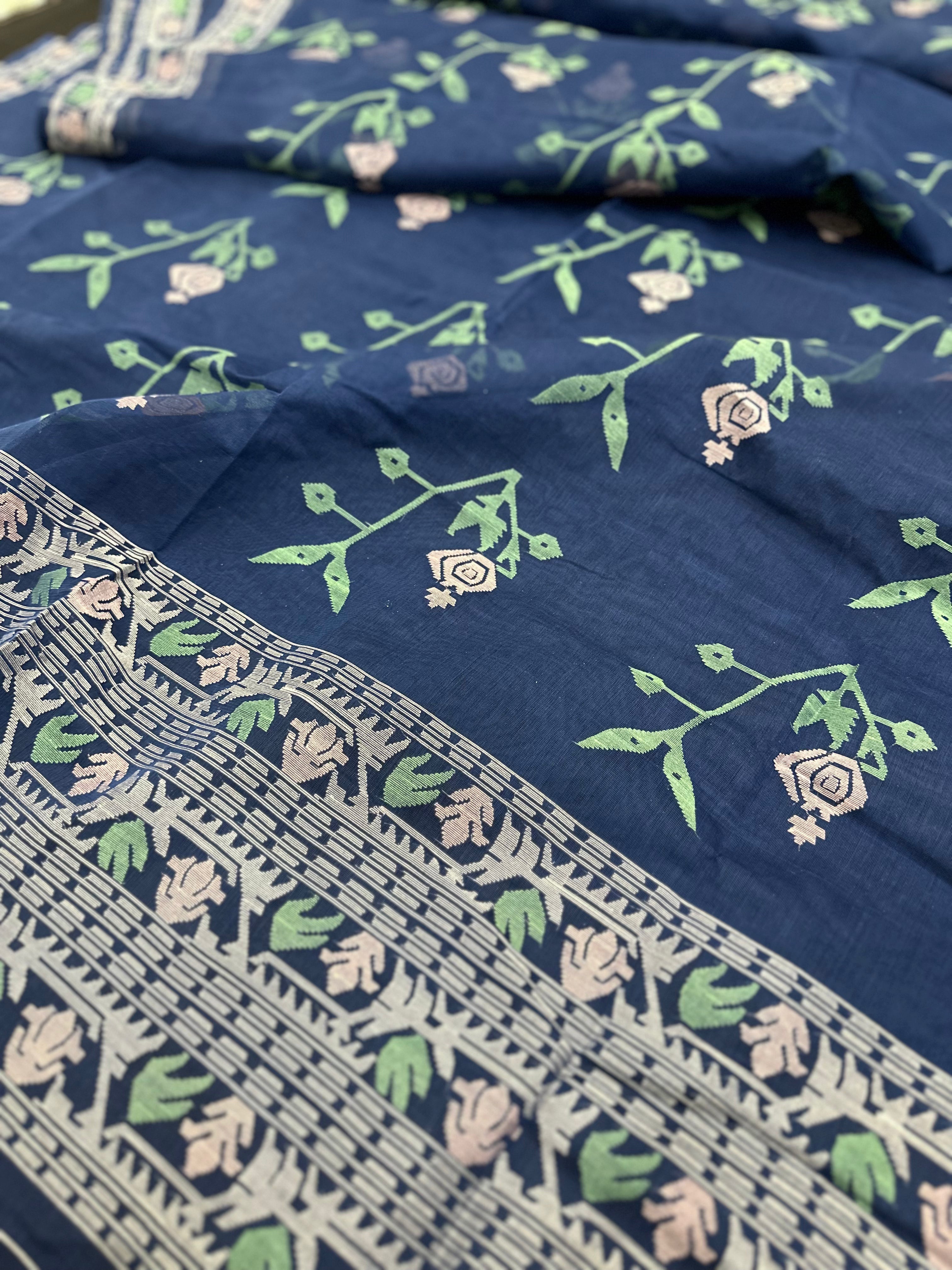 Ocean Blue Dhakai Jamdani