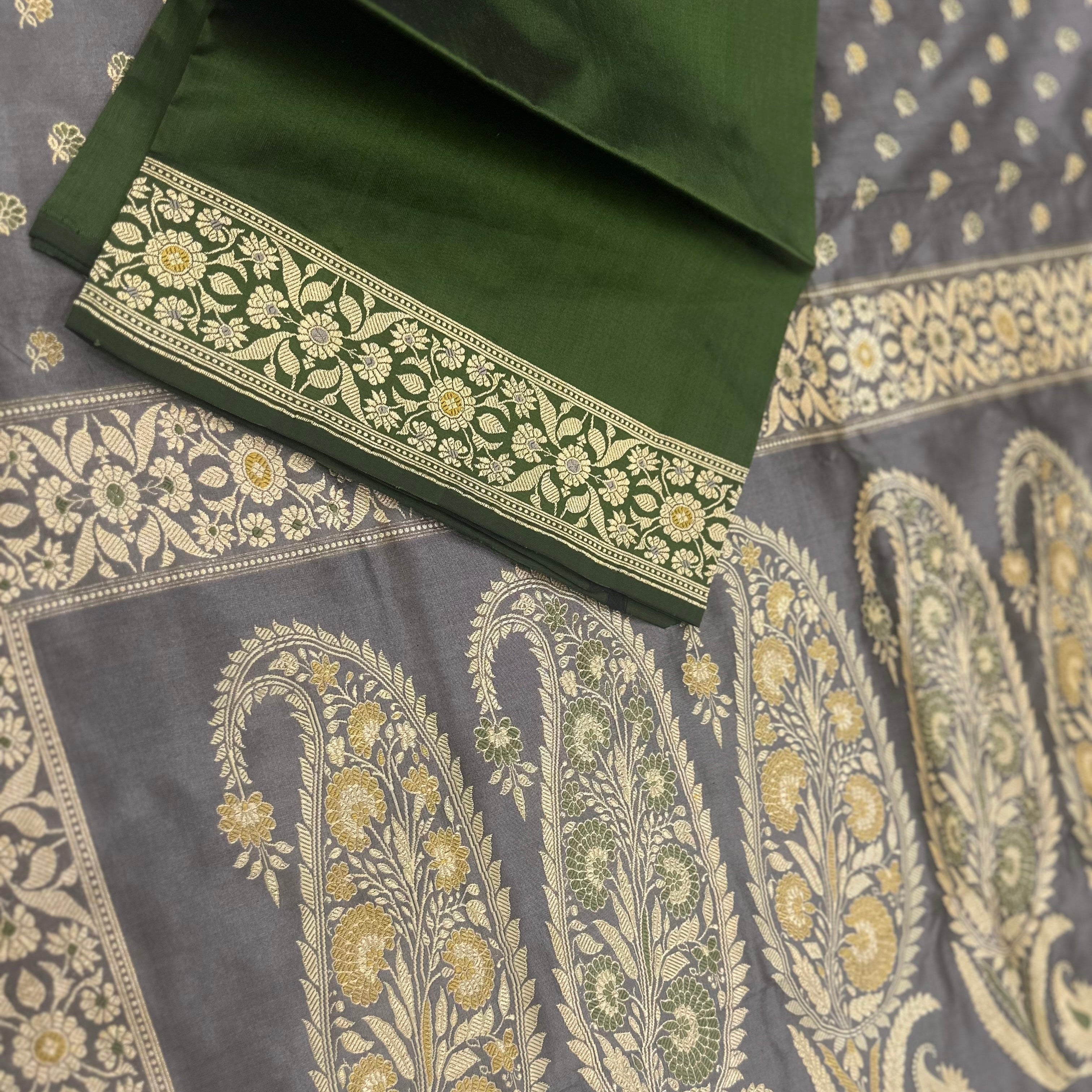 Grey Baluchari with Paisleys