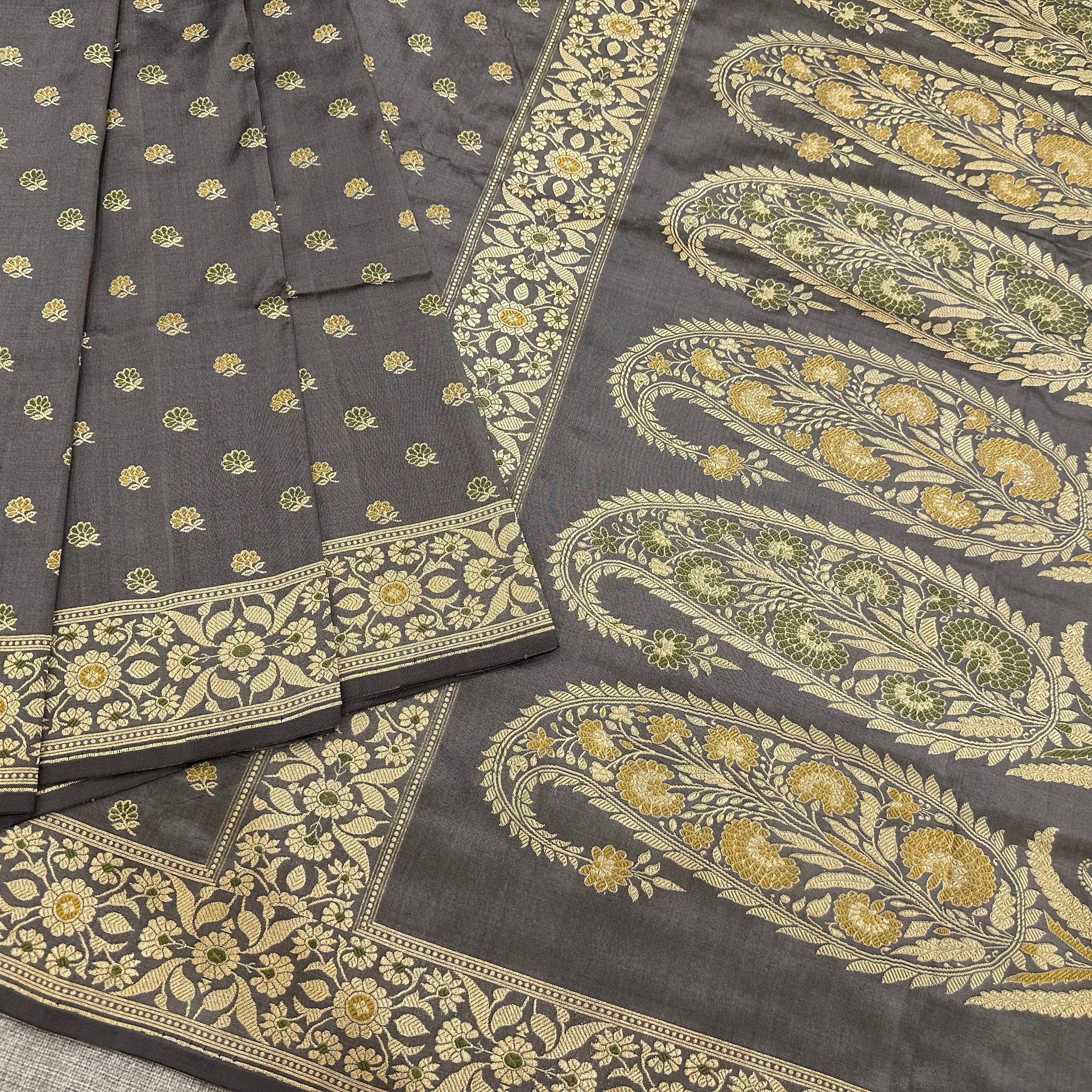 Grey Baluchari with Paisleys