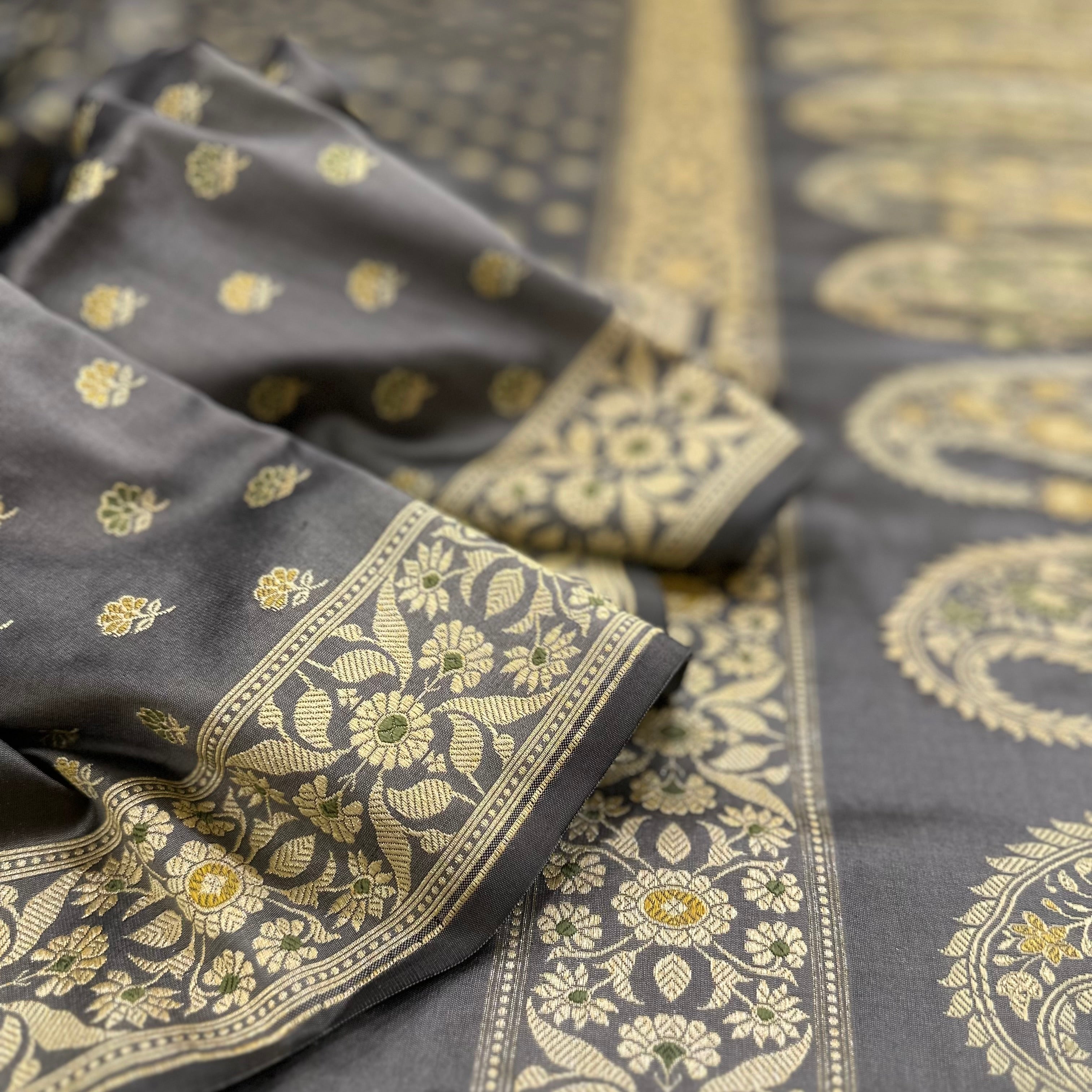 Grey Baluchari with Paisleys