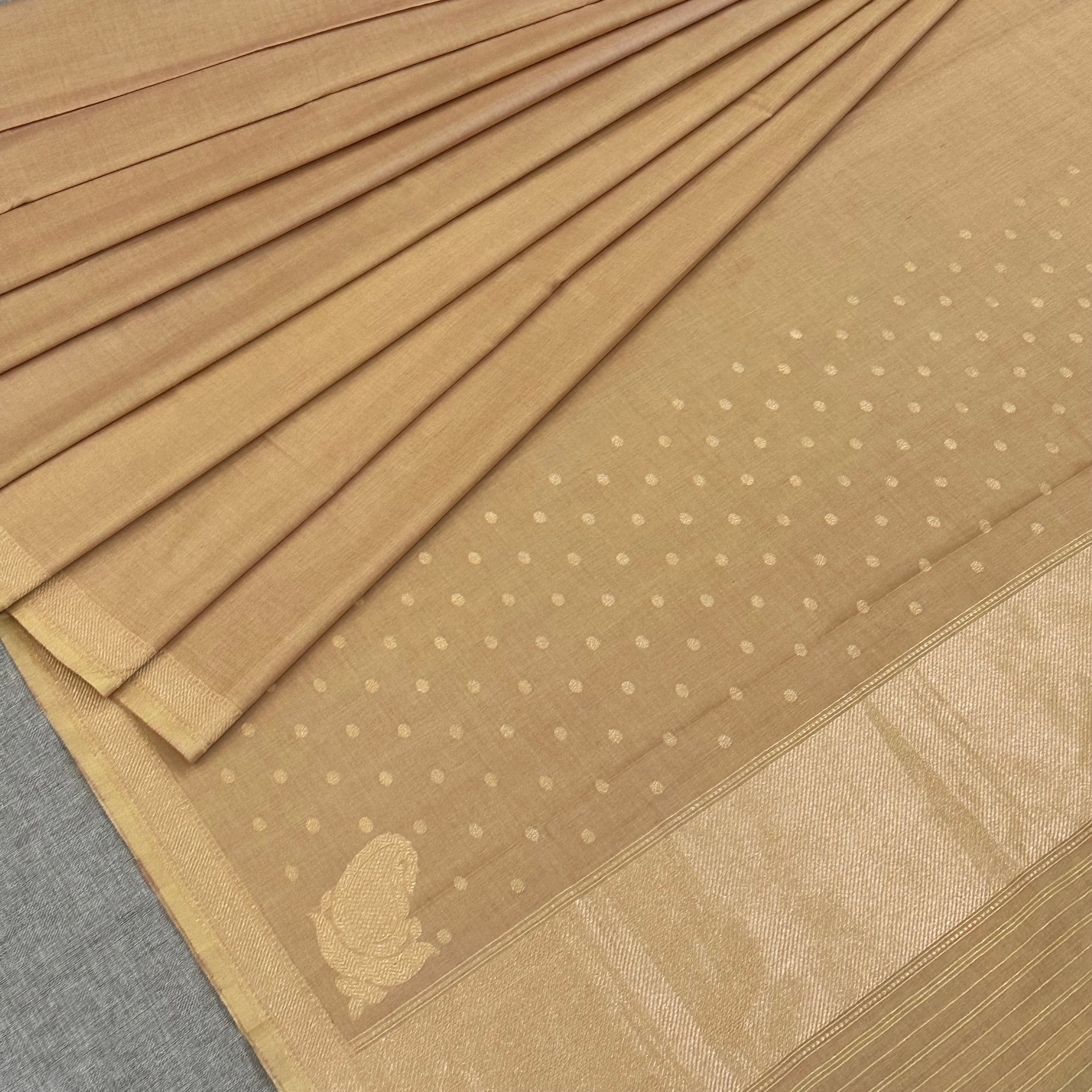 Light Terracotta Pure Cotton Natural Dyed Benarasi