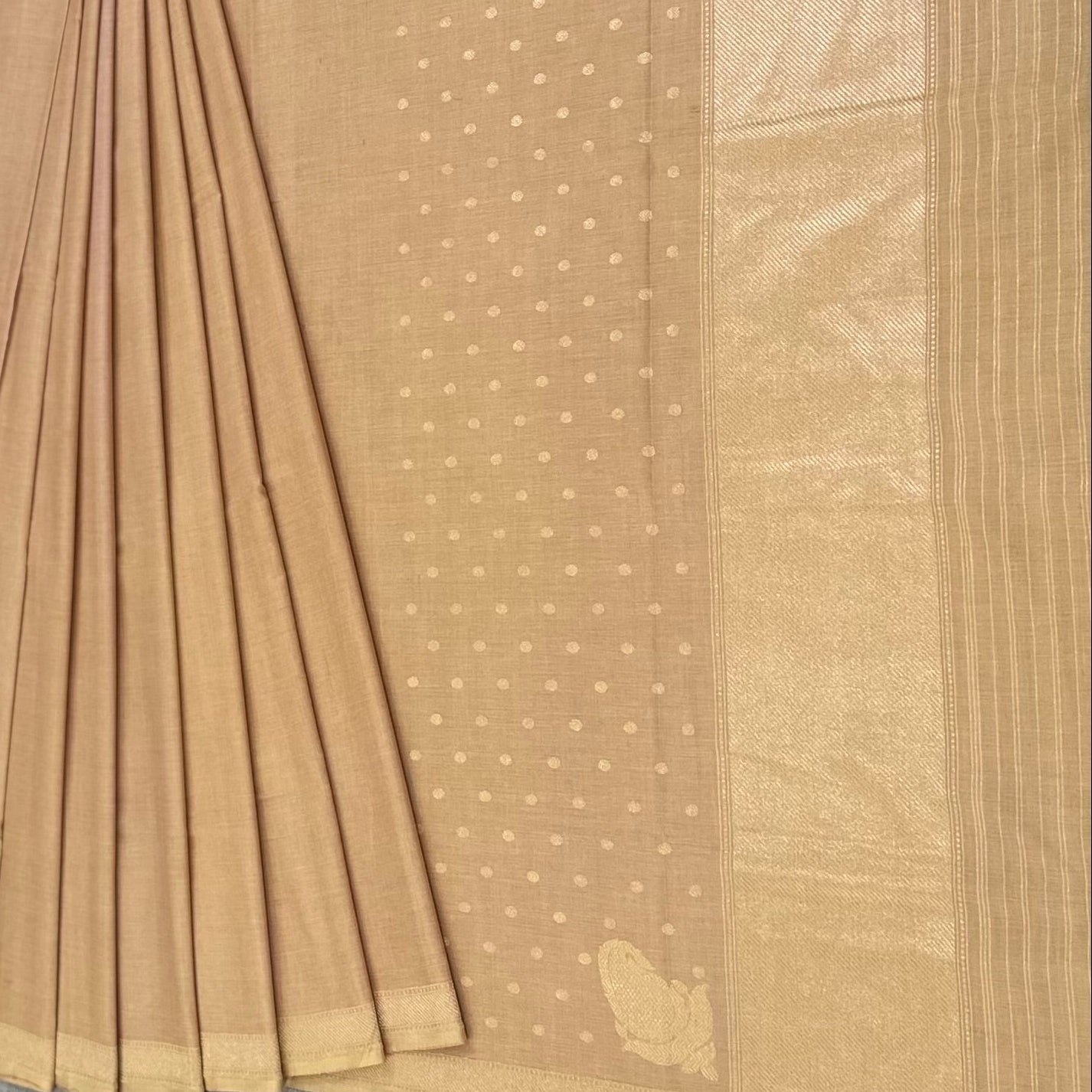 Light Terracotta Pure Cotton Natural Dyed Benarasi