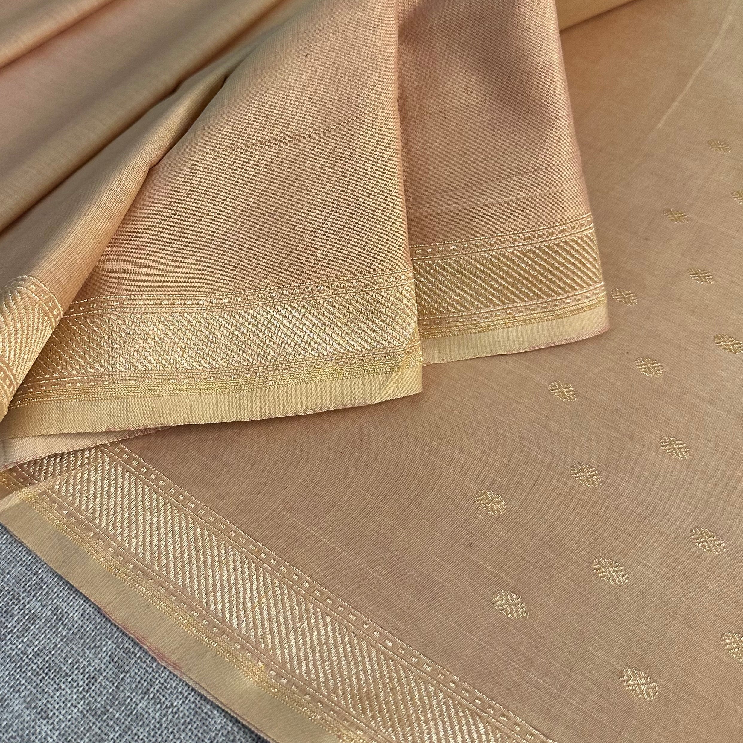 Light Terracotta Pure Cotton Natural Dyed Benarasi