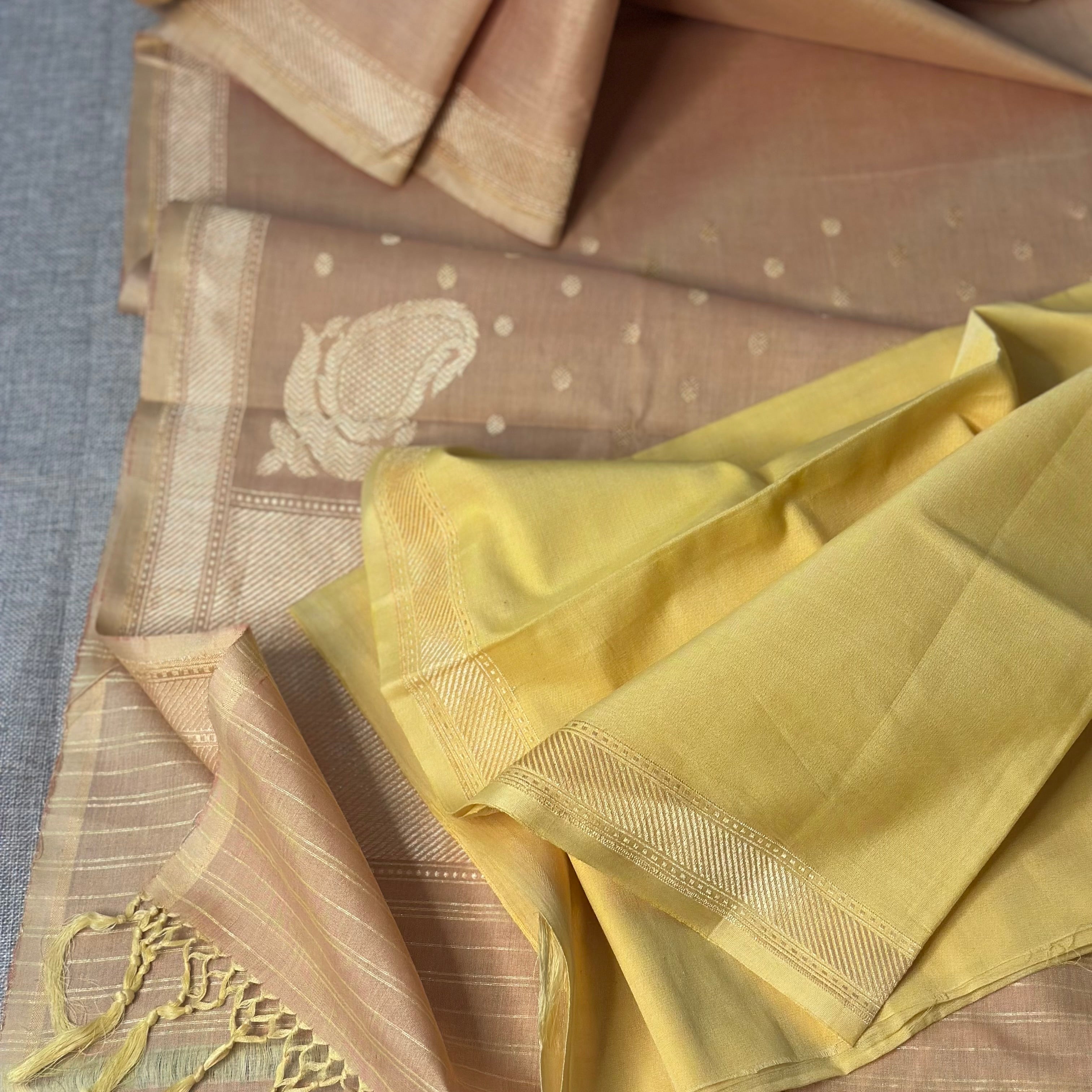Light Terracotta Pure Cotton Natural Dyed Benarasi
