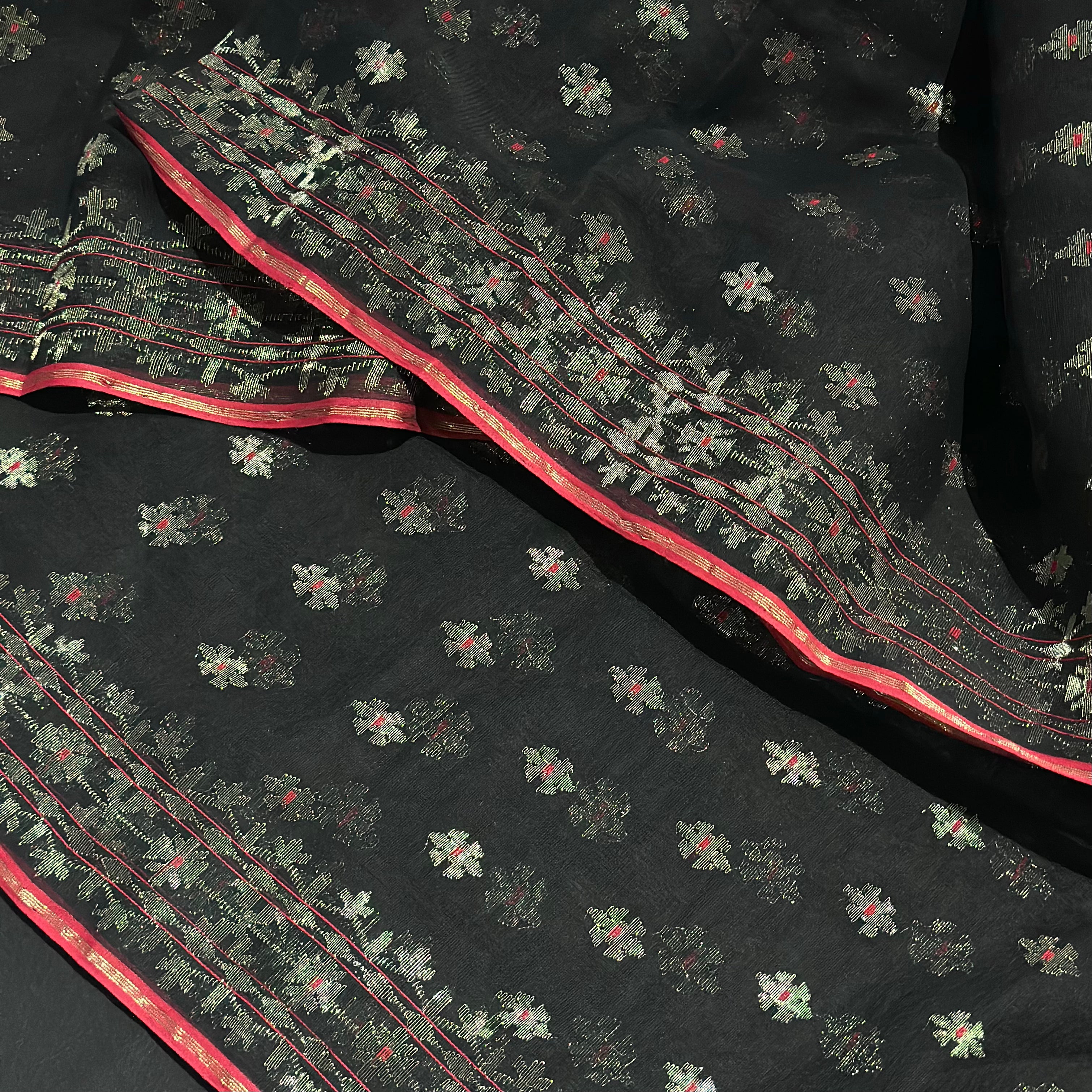 Black and Silver Dhakai Jamdani