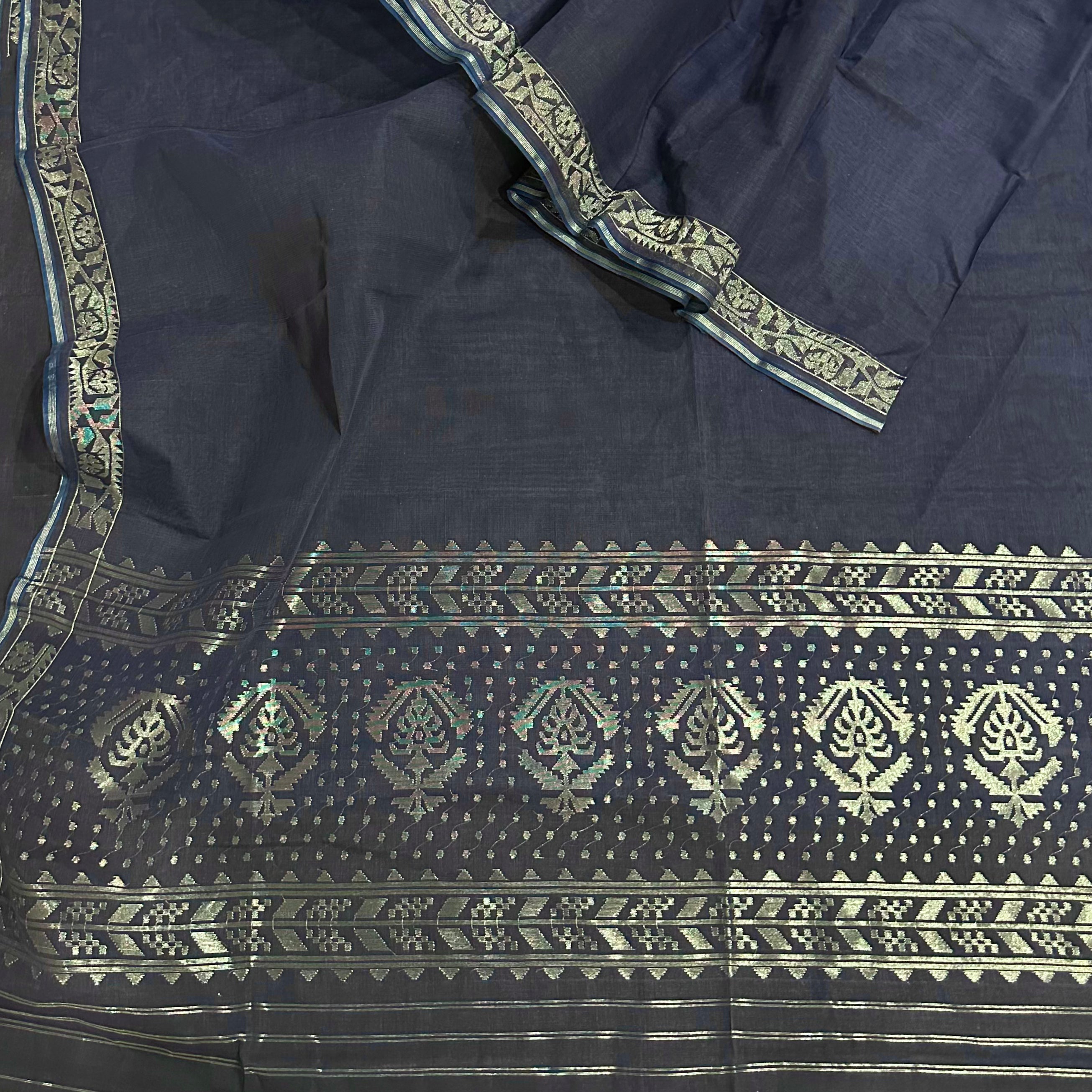 Denim Blue Dhakai Jamdani