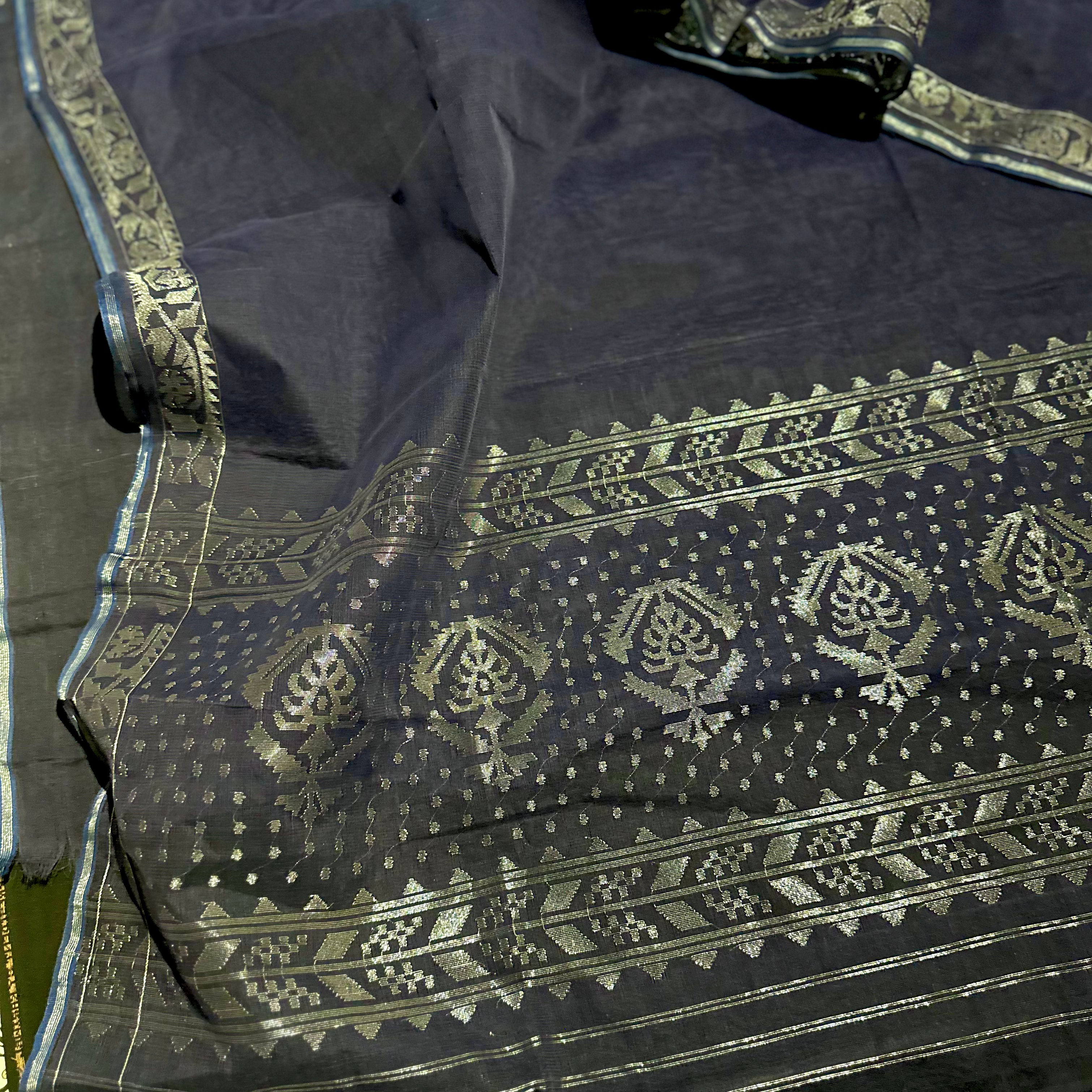 Denim Blue Dhakai Jamdani