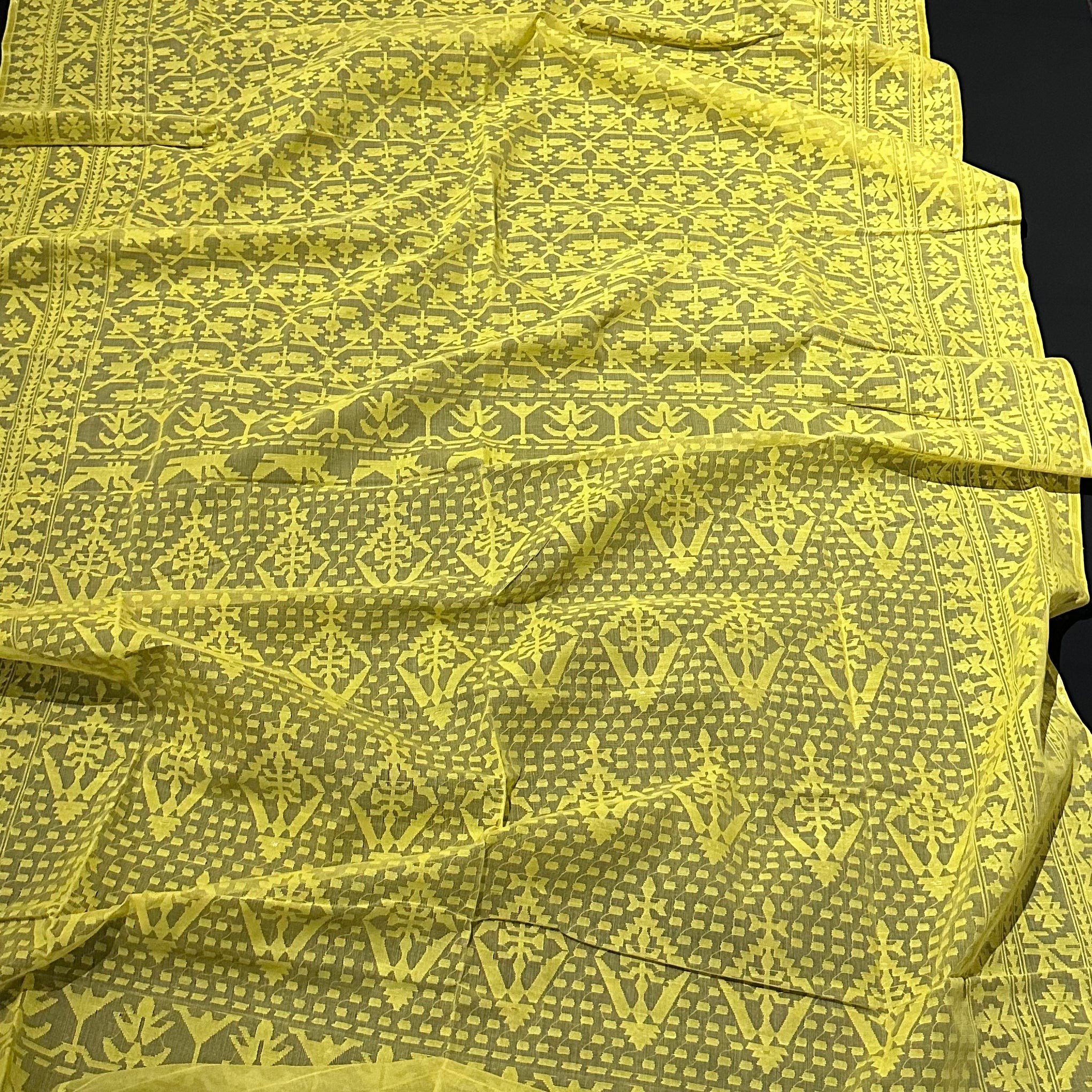 Yellow Jaal Dhakai Jamdani