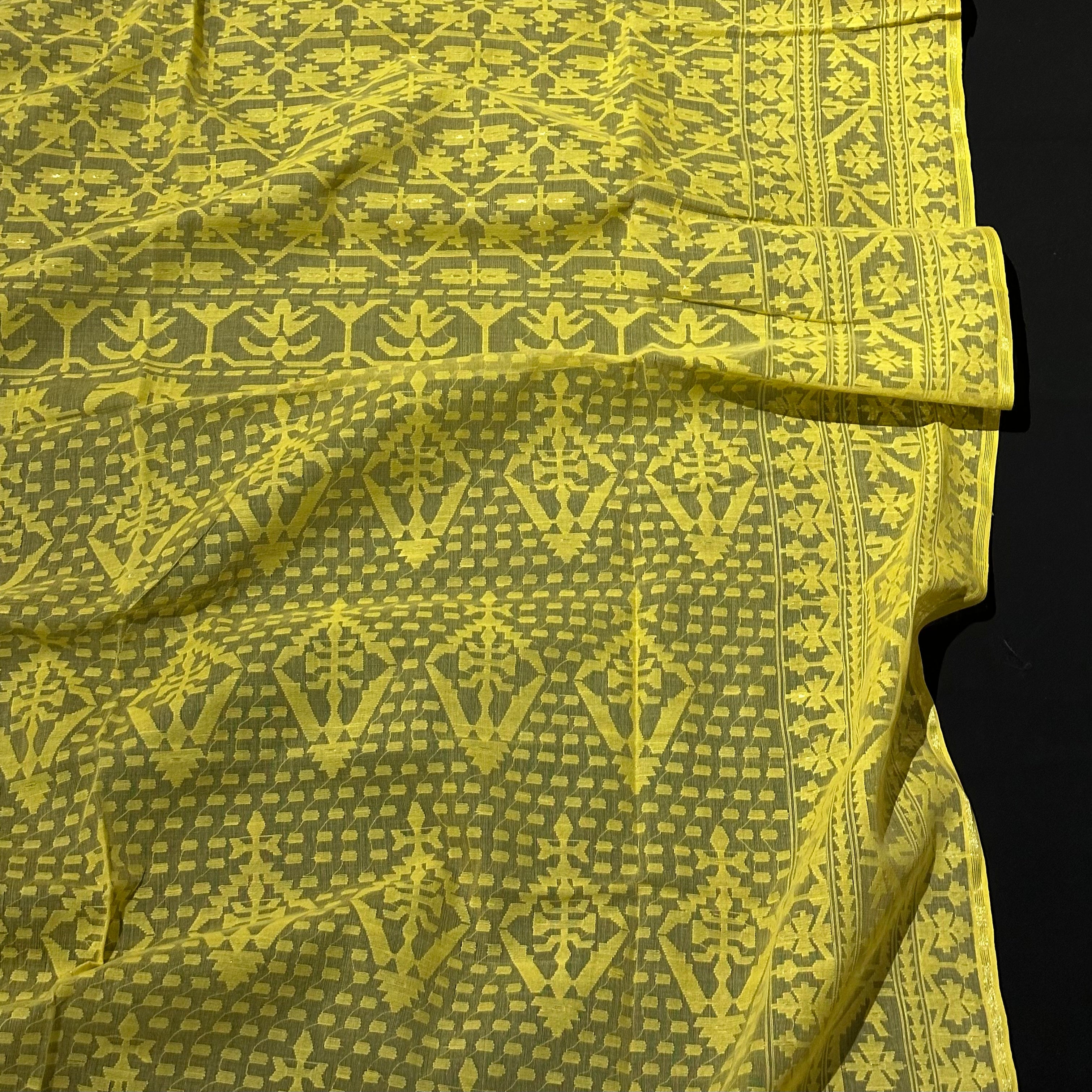 Yellow Jaal Dhakai Jamdani