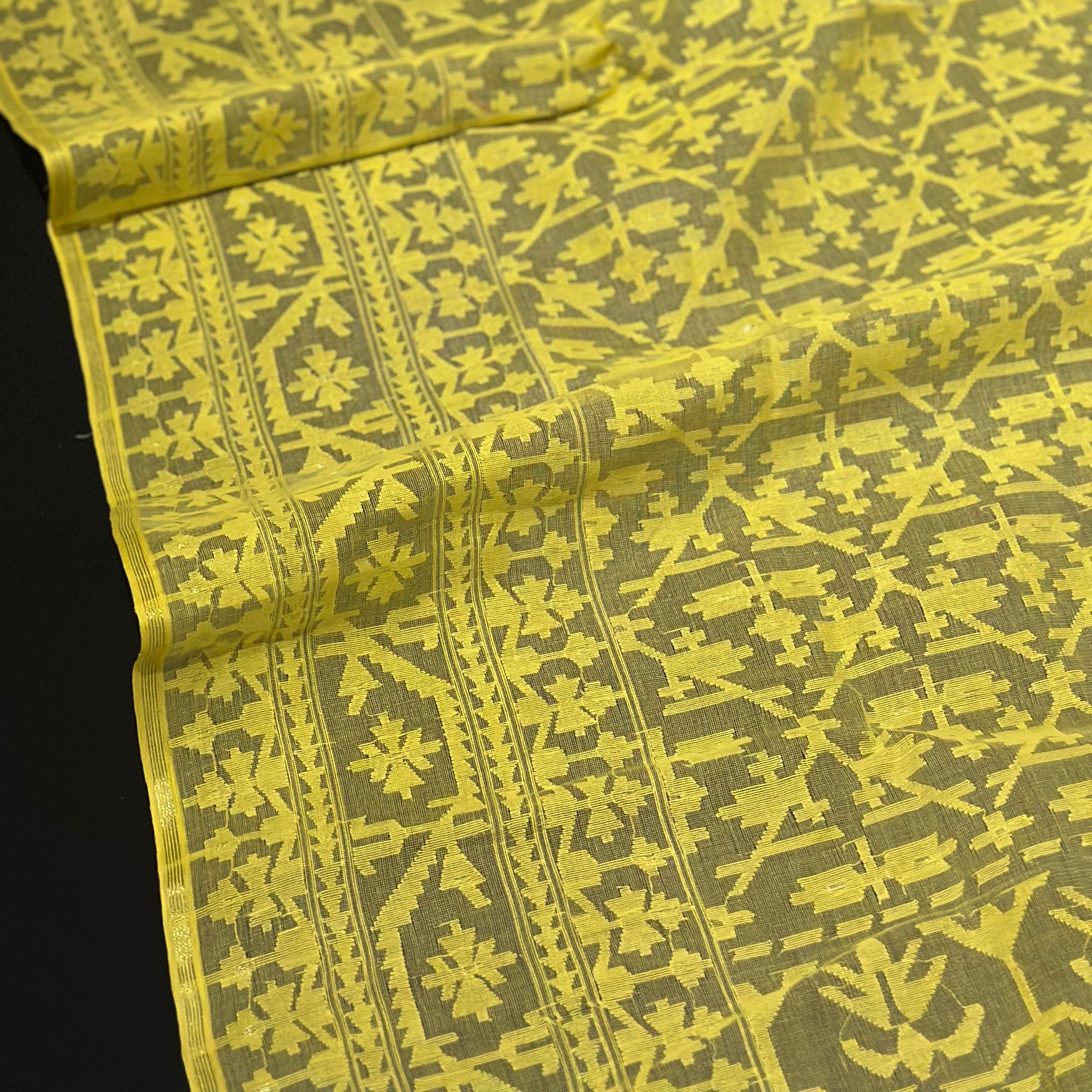 Yellow Jaal Dhakai Jamdani