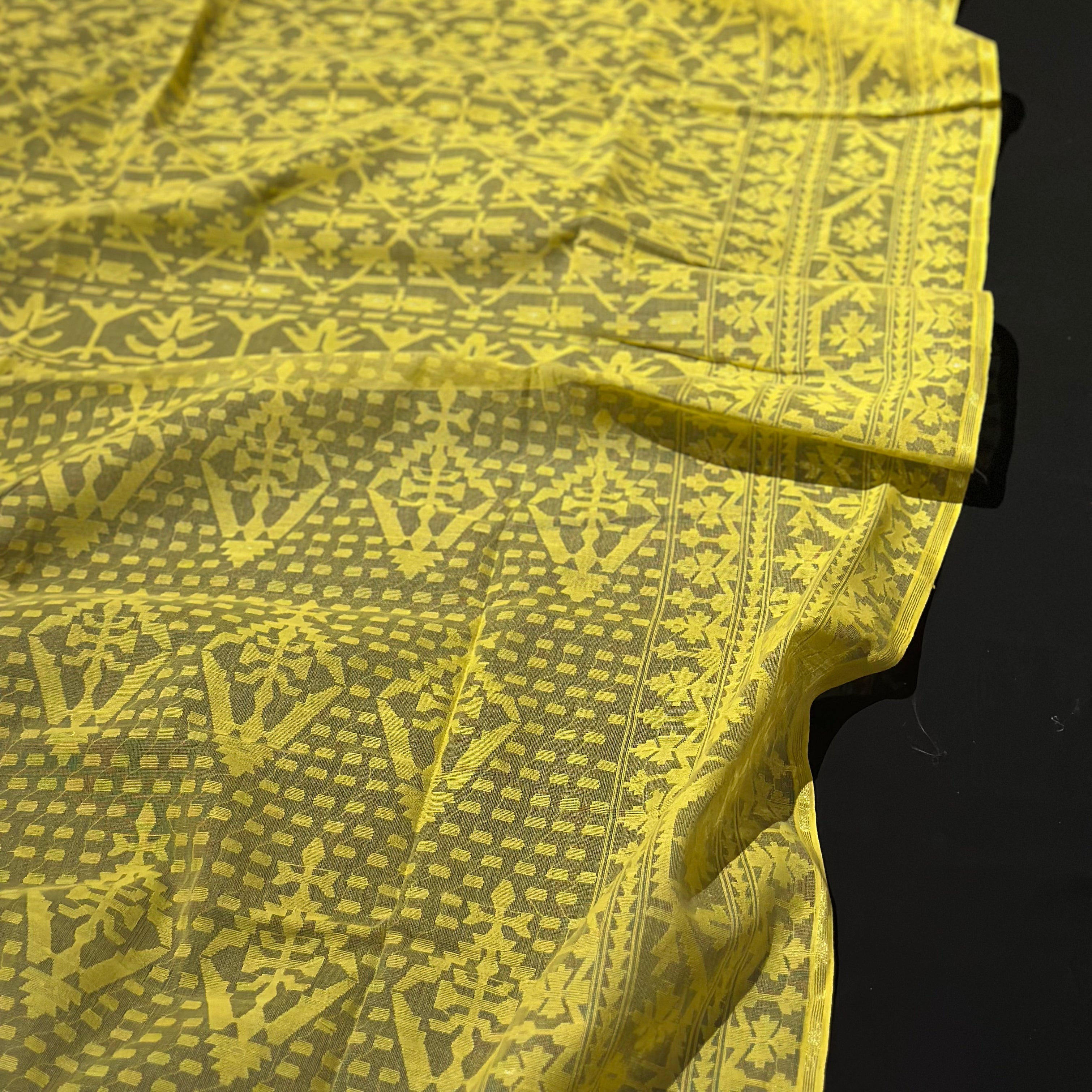 Yellow Jaal Dhakai Jamdani