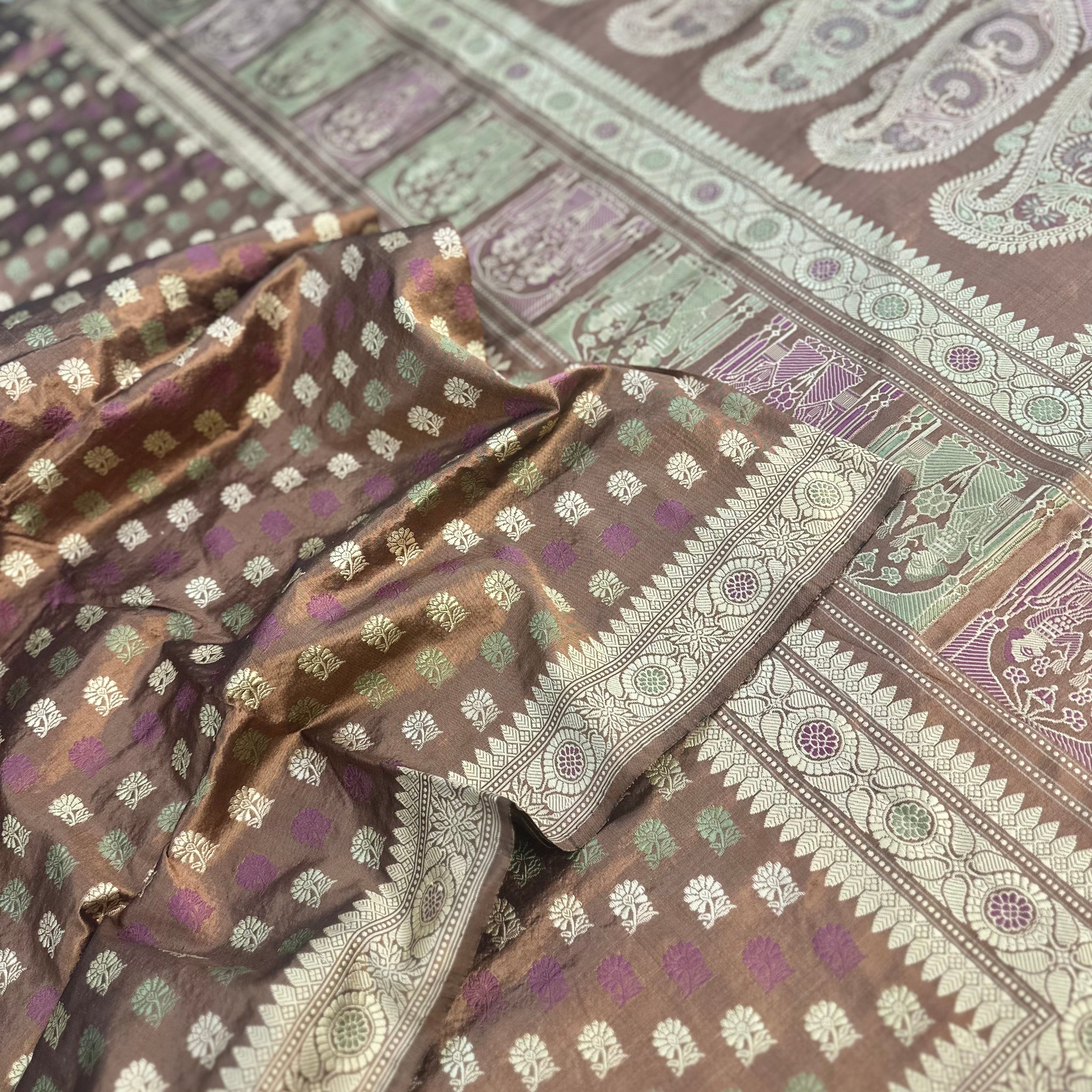 Chestnut Rose Butidar Baluchari from Benaras