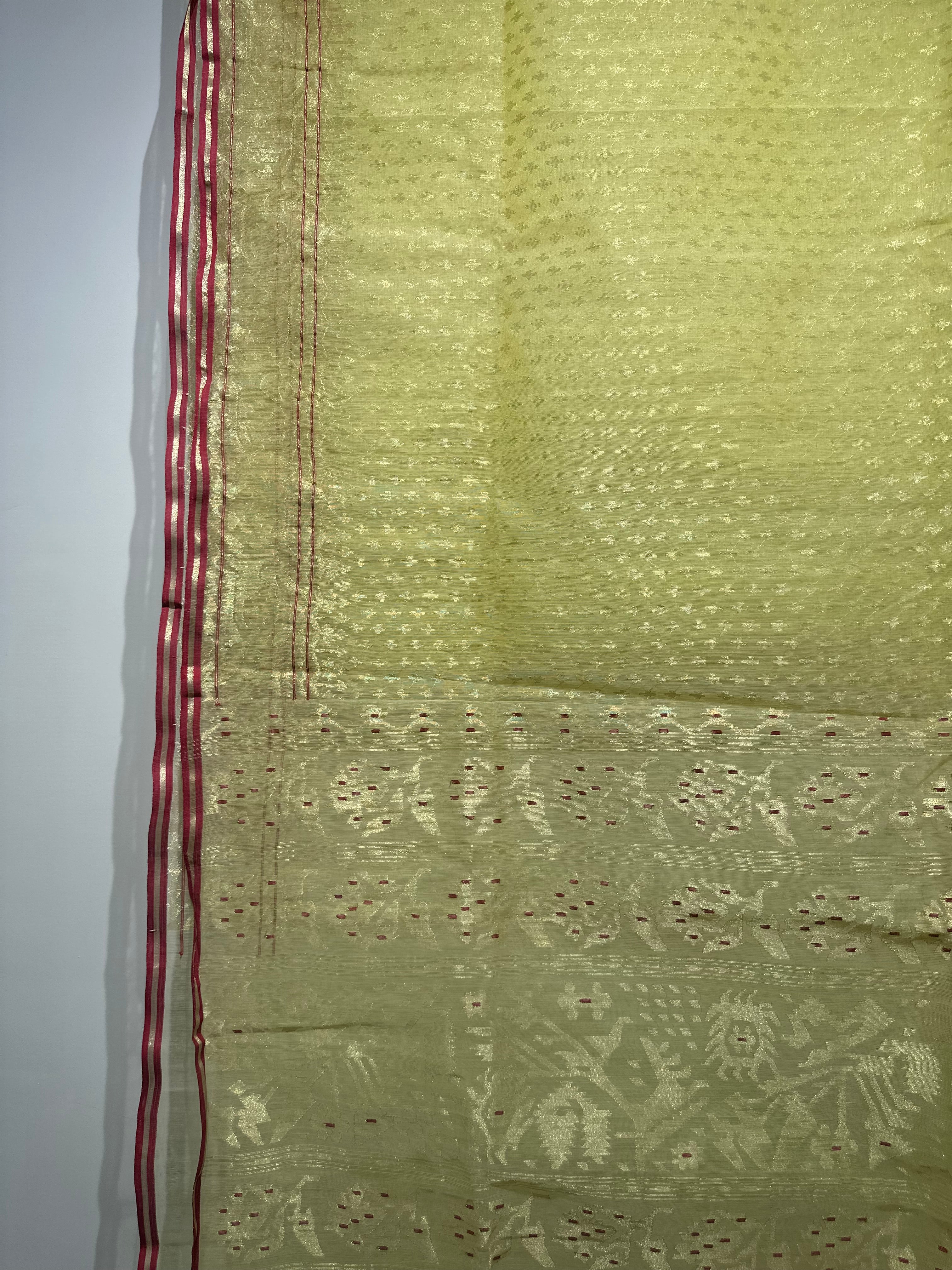 Half Silk Dhakai Jamdani with all over Zari