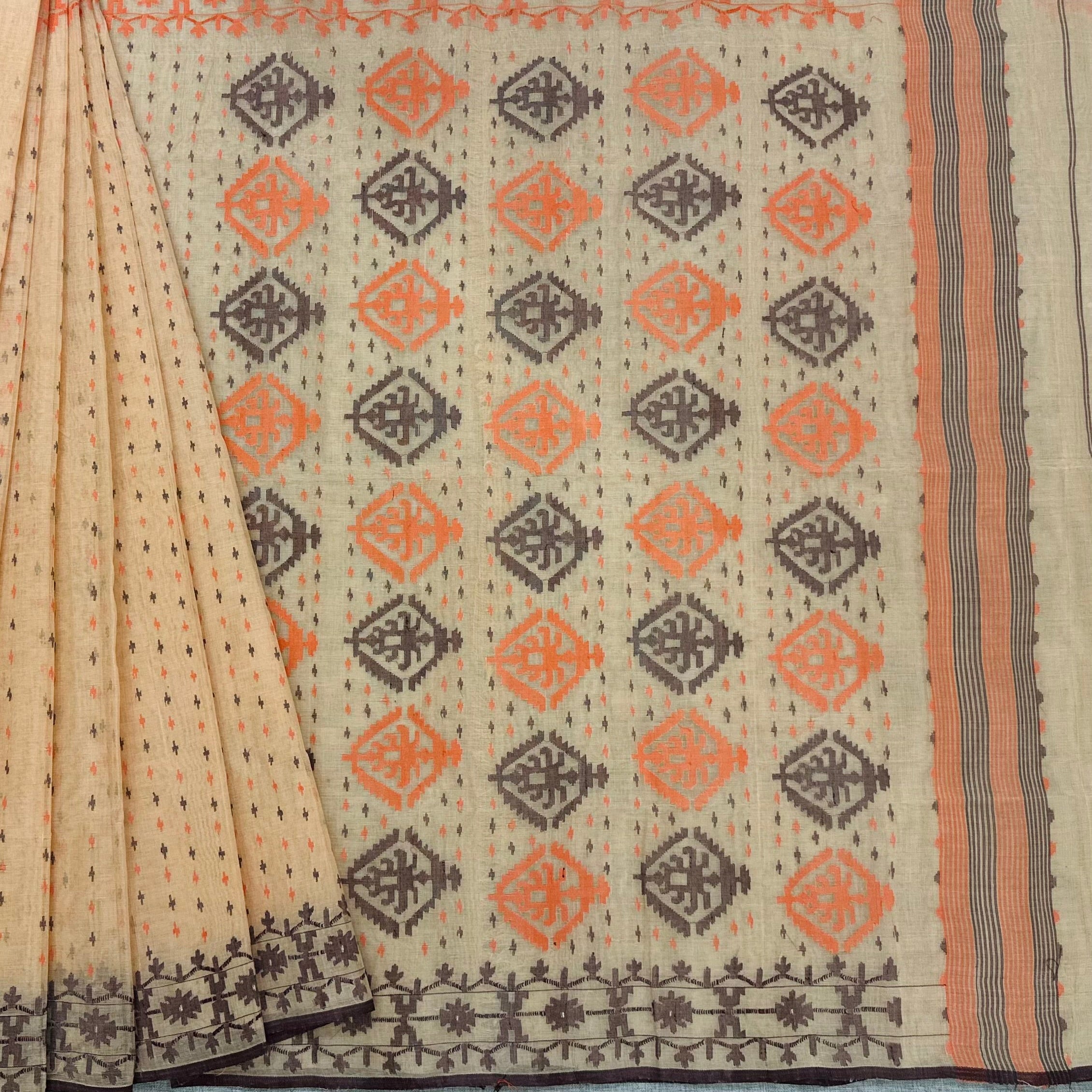 Light Orange Dhakai Jamdani