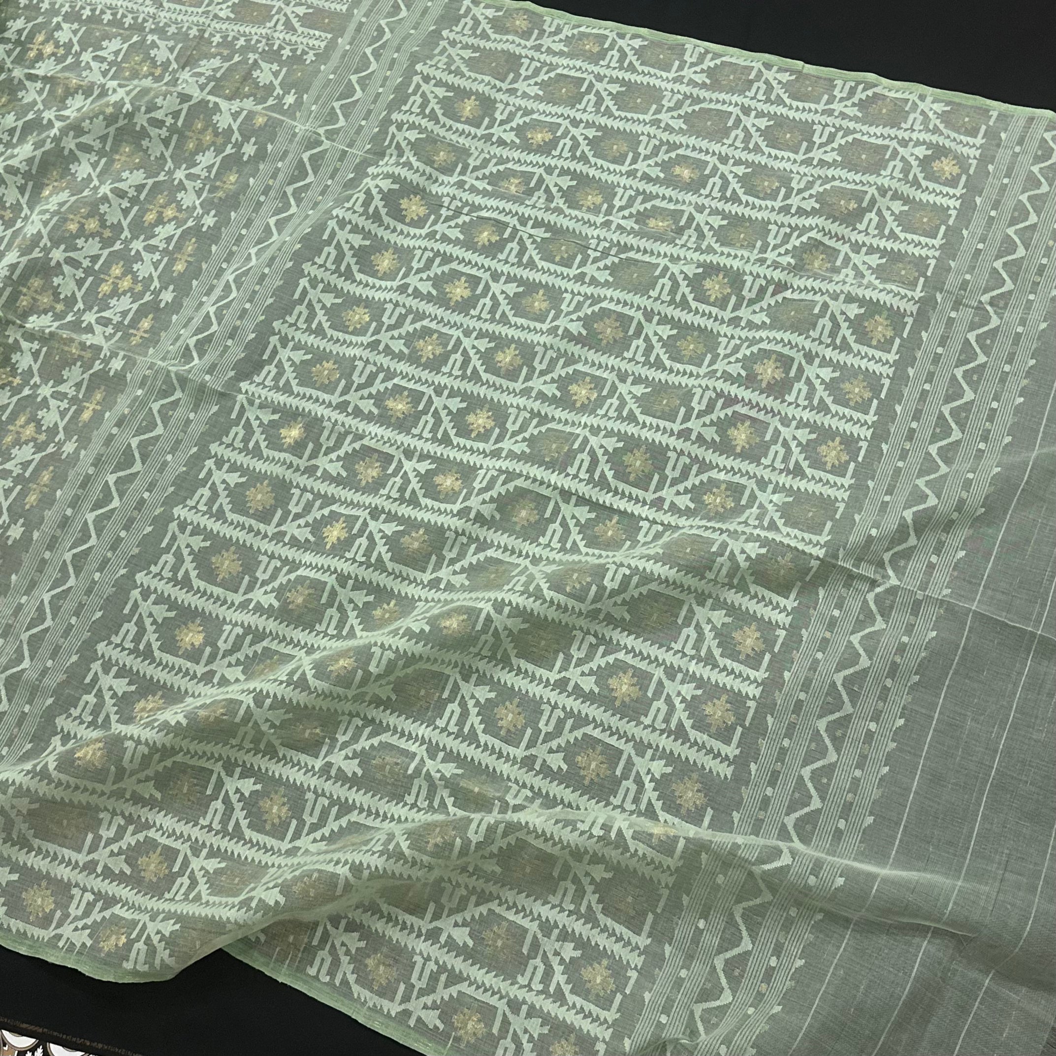 Light Mint Green Jaal  Dhakai Jamdani Saree