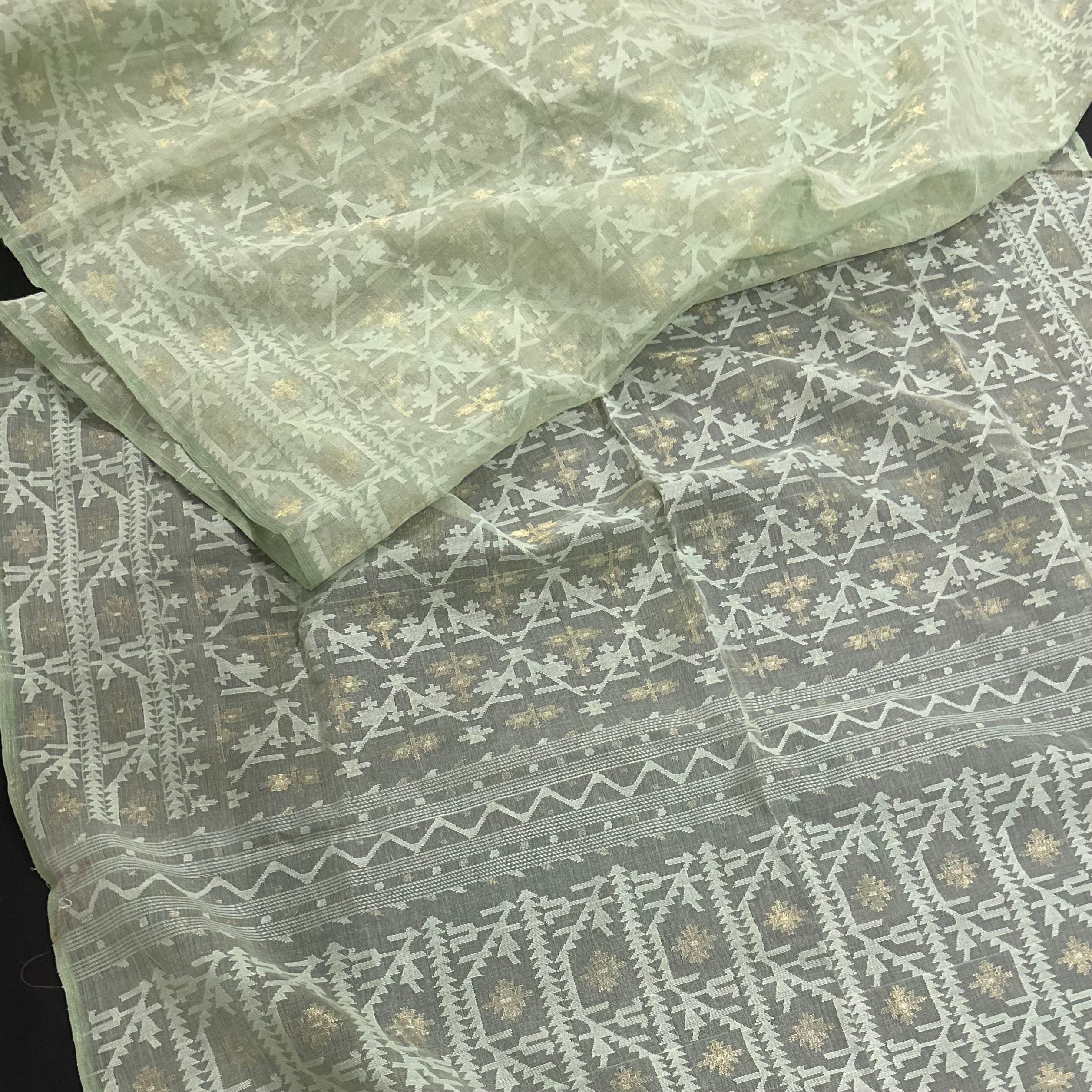 Light Mint Green Jaal  Dhakai Jamdani Saree
