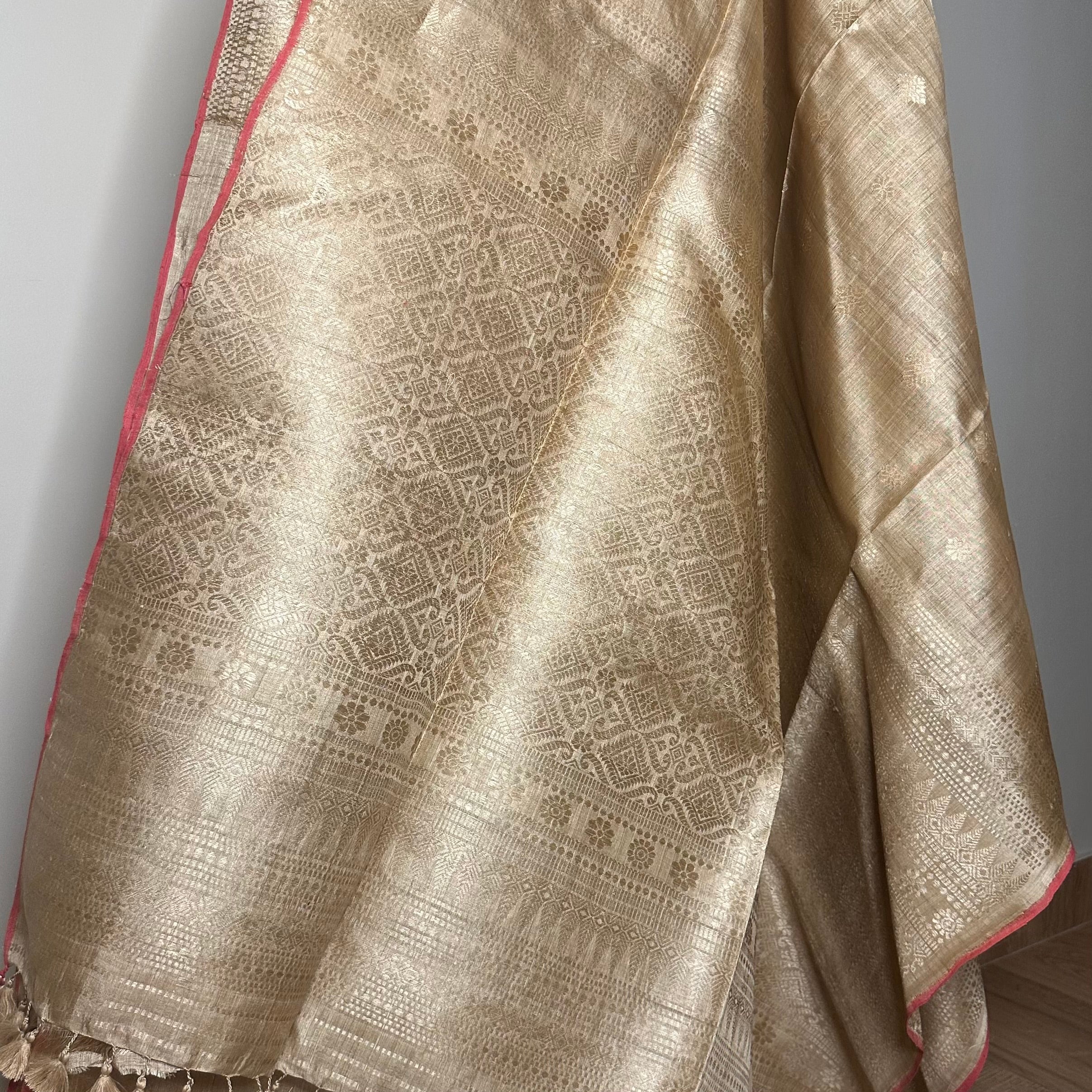 Heirloom Pure Assamese Muga Saree with Muga Extra Weft