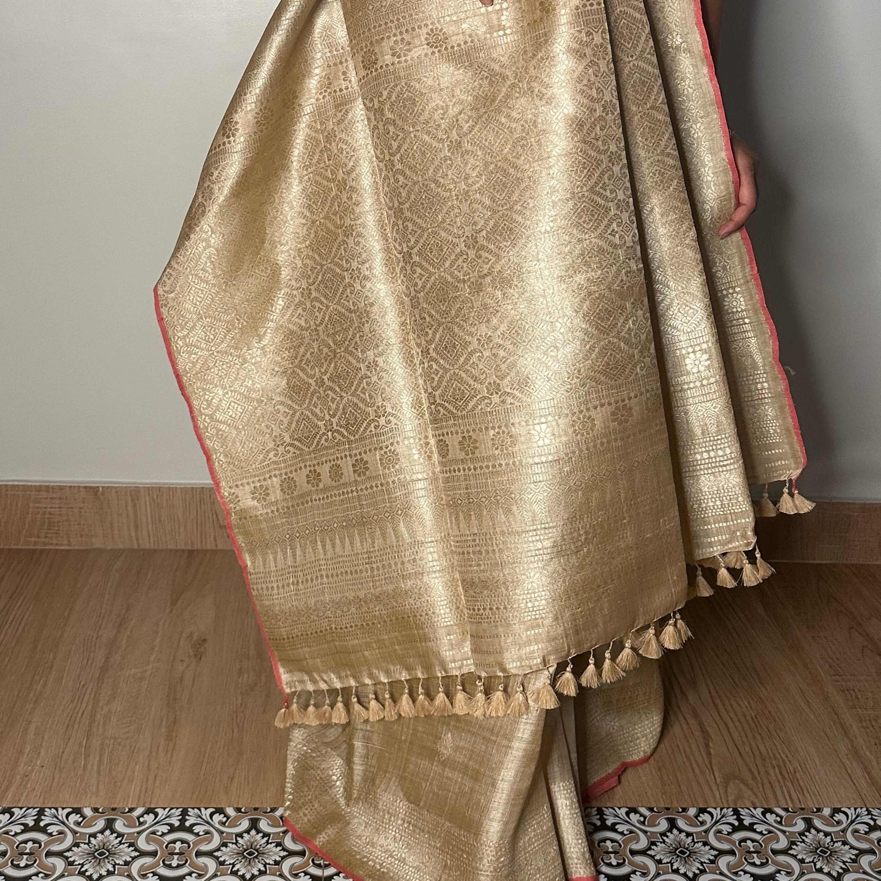Heirloom Pure Assamese Muga Saree with Muga Extra Weft