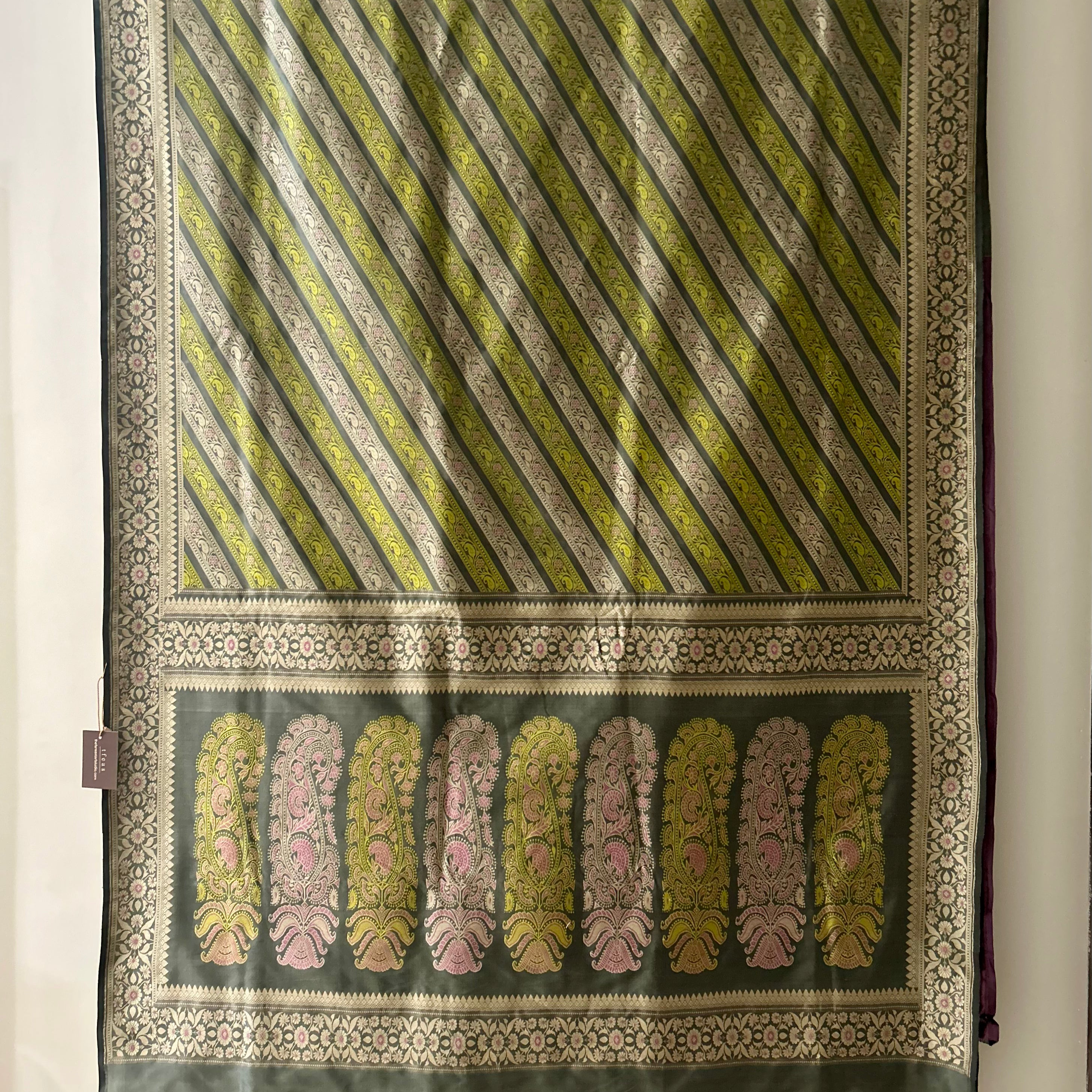 Moss Green  Baluchari with Minakari