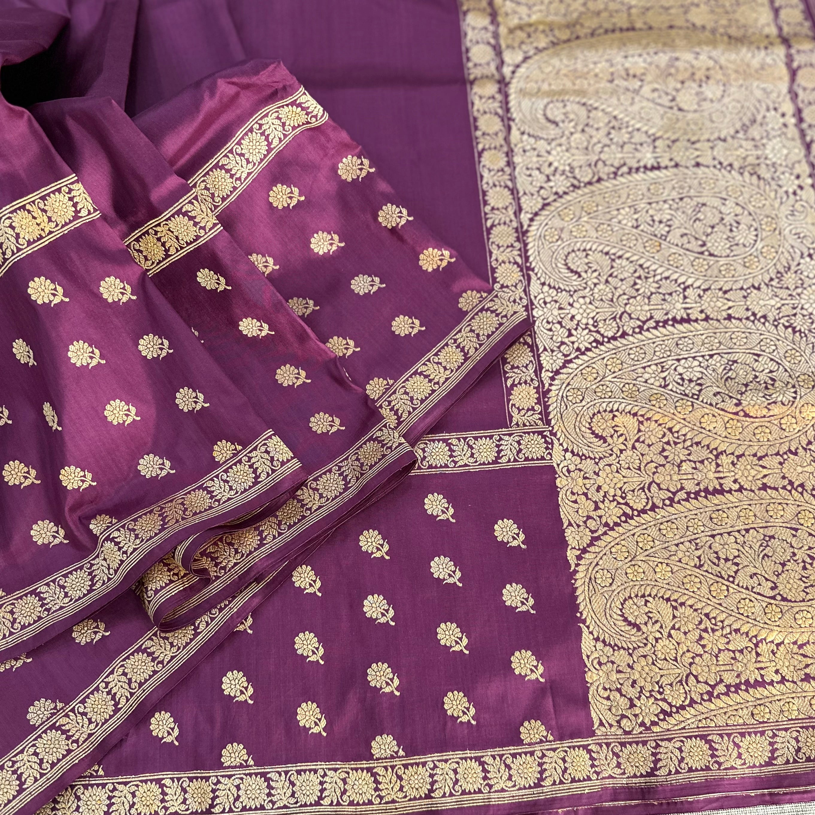 Purple Khadwa Buti Benarasi with Paisley
