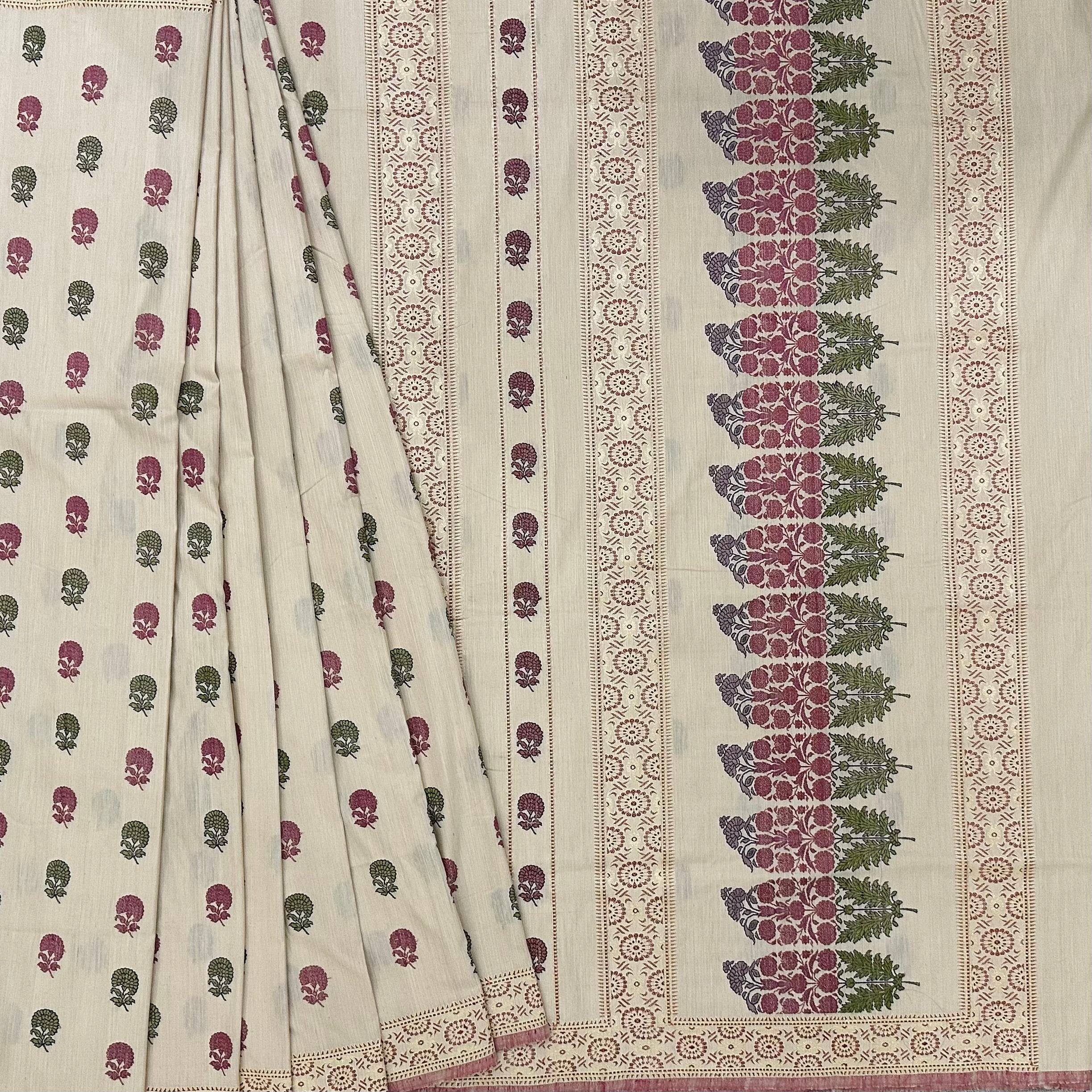 Light Beige Eri Silk Baluchari Saree