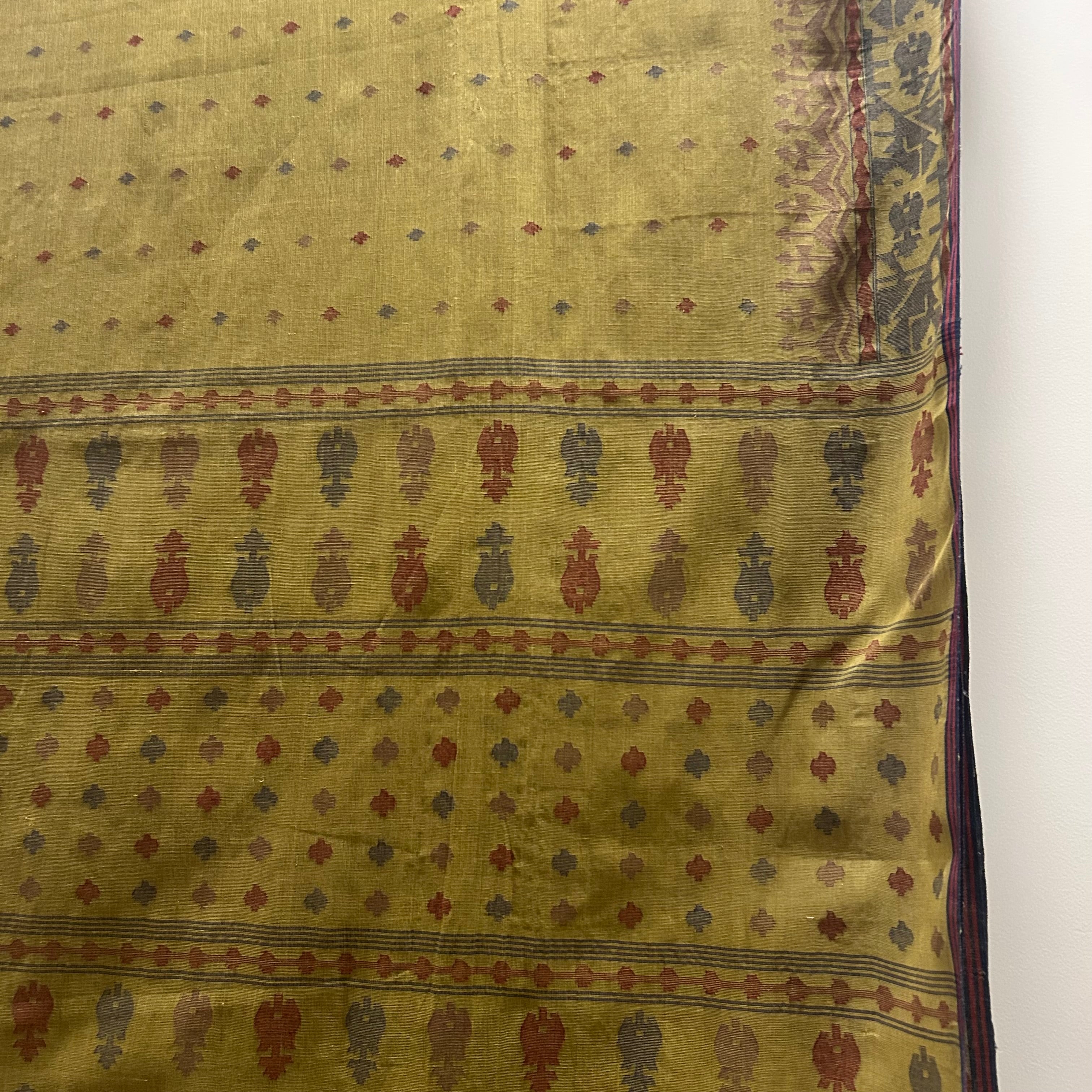 Beige / Light Mehendi Green Natural Dyed Dhakai Jamdani