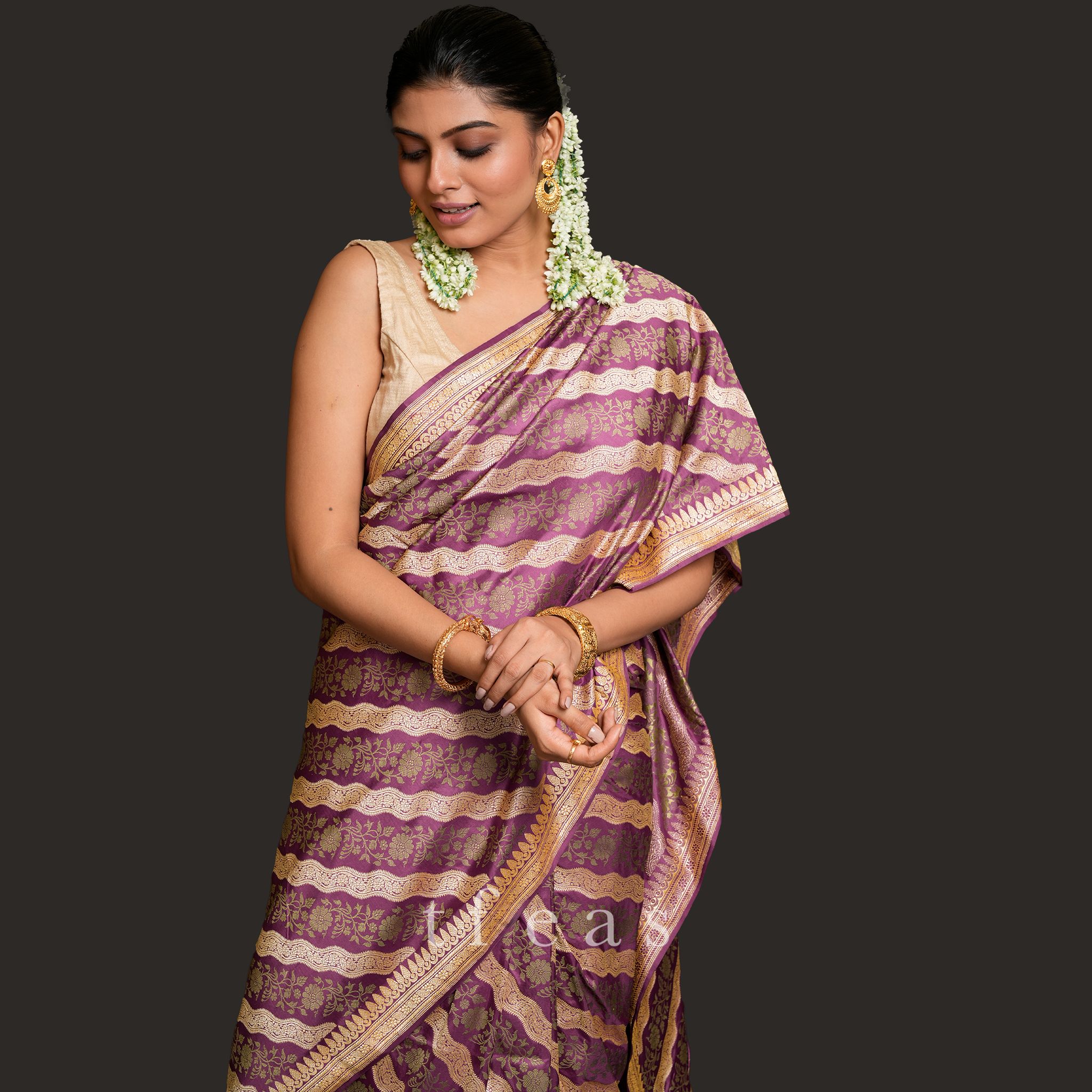 Lavender Ada Khadwa Benarasi Saree
