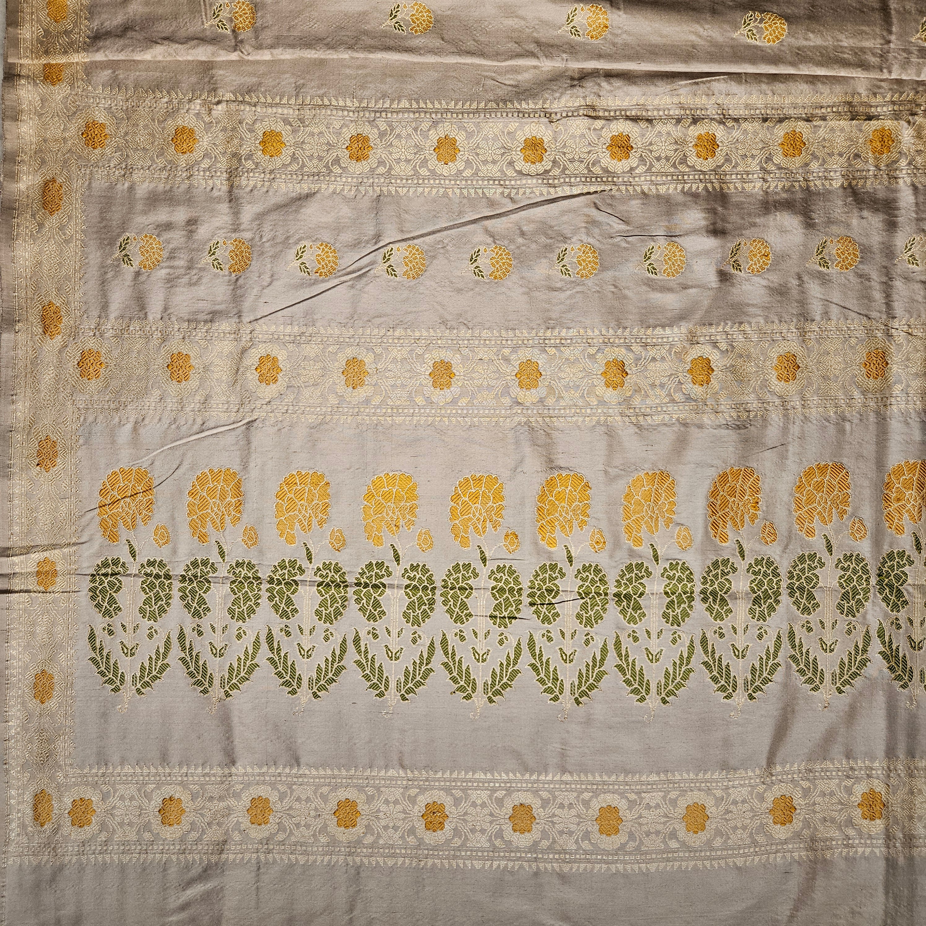 Grey with Yellow Revival Baluchari Saree