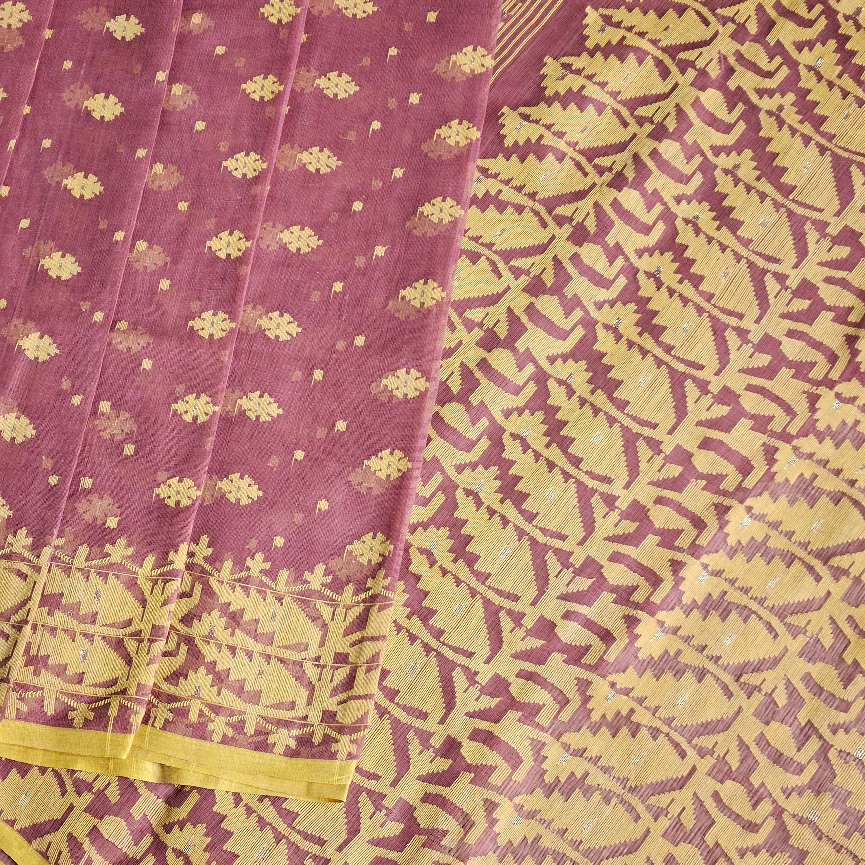 Mauve Yellow Dhakai Jamdani