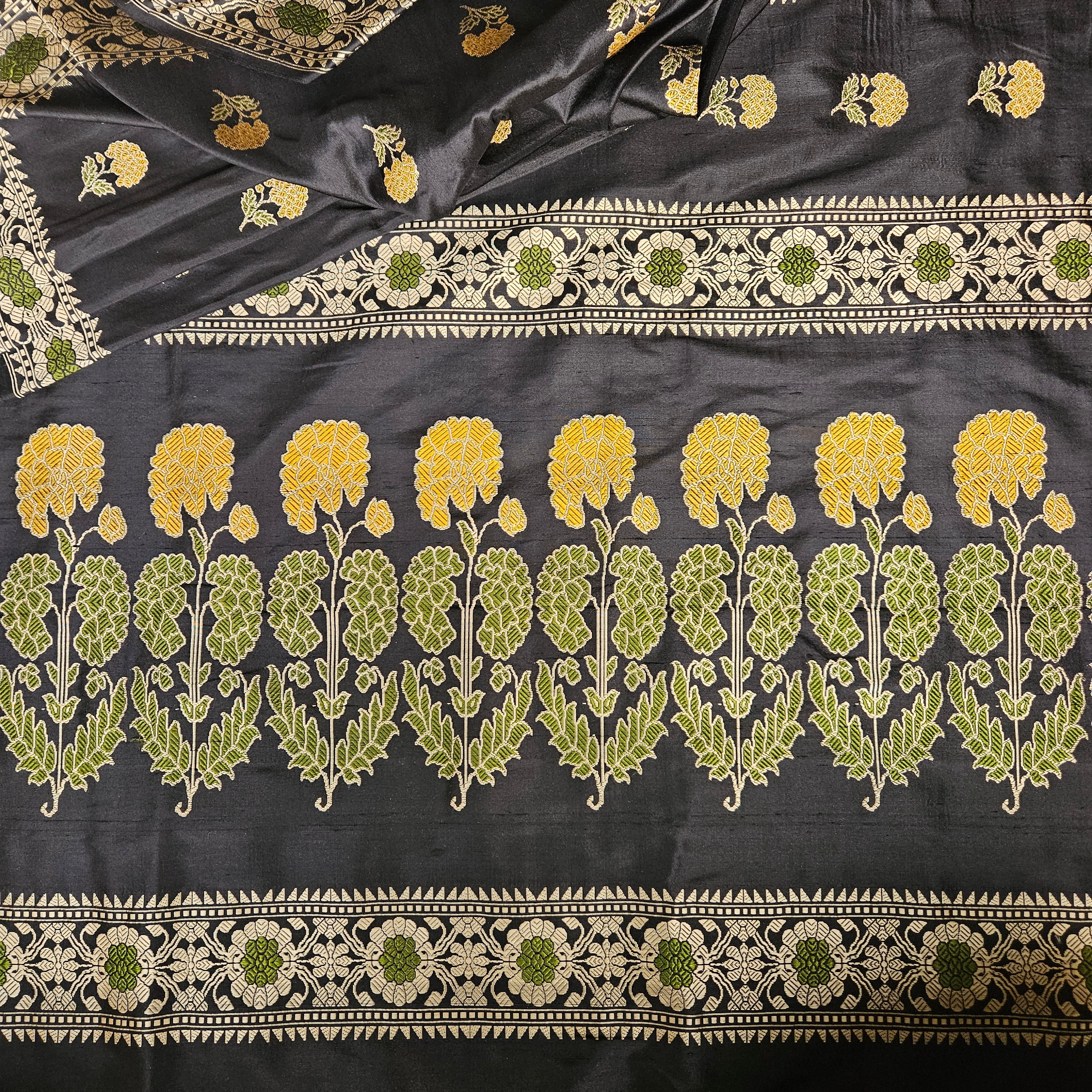 Black with Yellow Revival Baluchari Saree