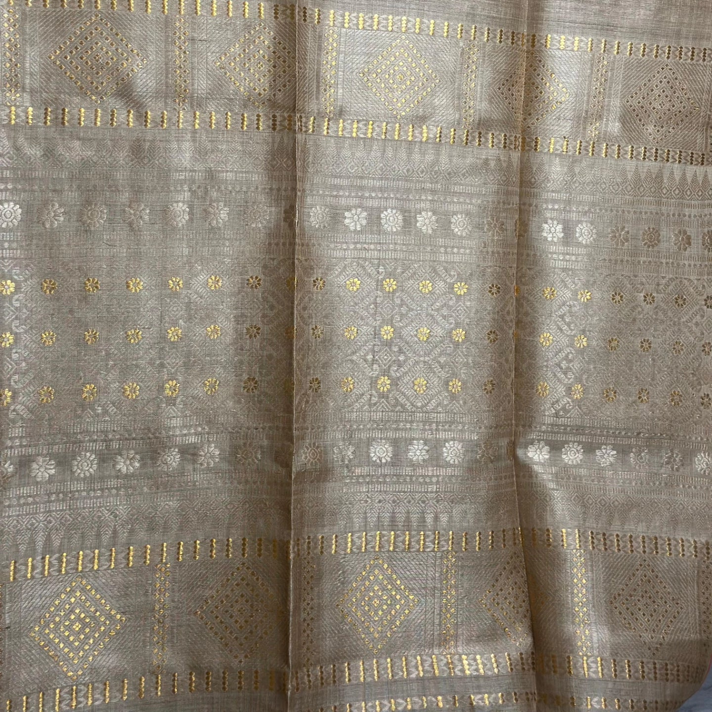 Heirloom Pure Assam Muga Saree with Natural Dyed Eri Extra Weft and Zari Mina