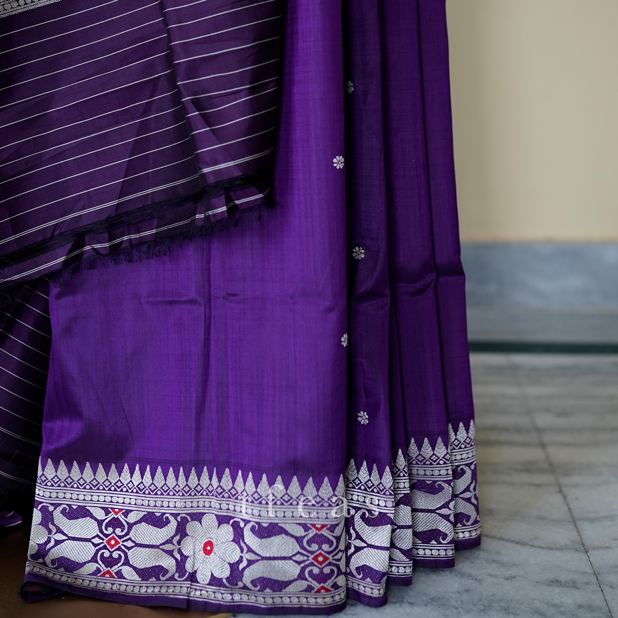 TFEAS Purple Baluchari Saree from Bengal