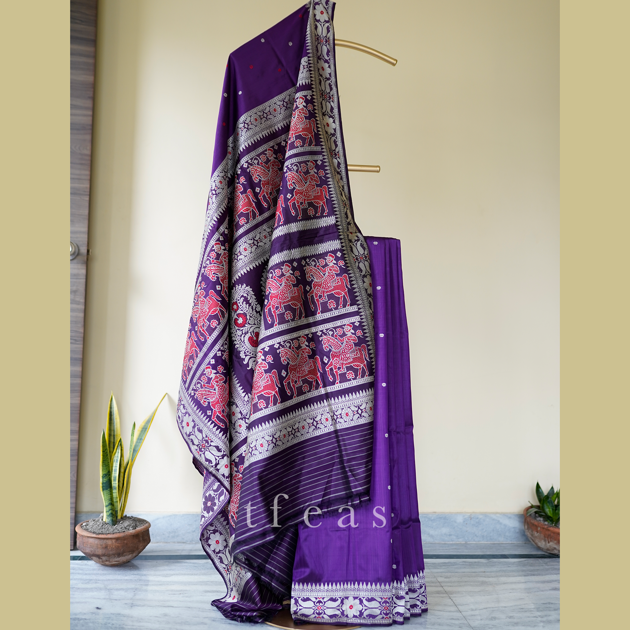 TFEAS Purple Baluchari Saree from Bengal