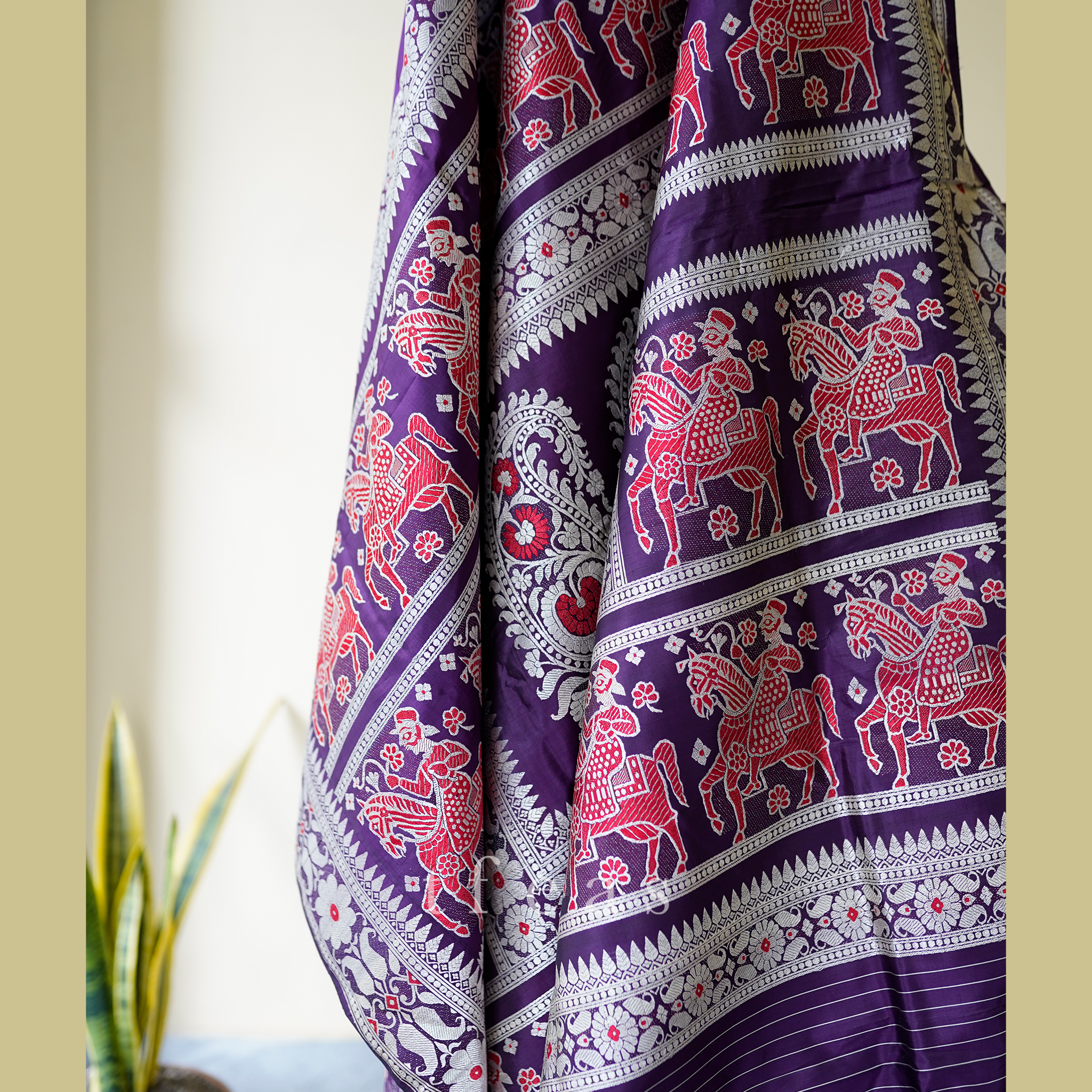 TFEAS Purple Baluchari Saree from Bengal