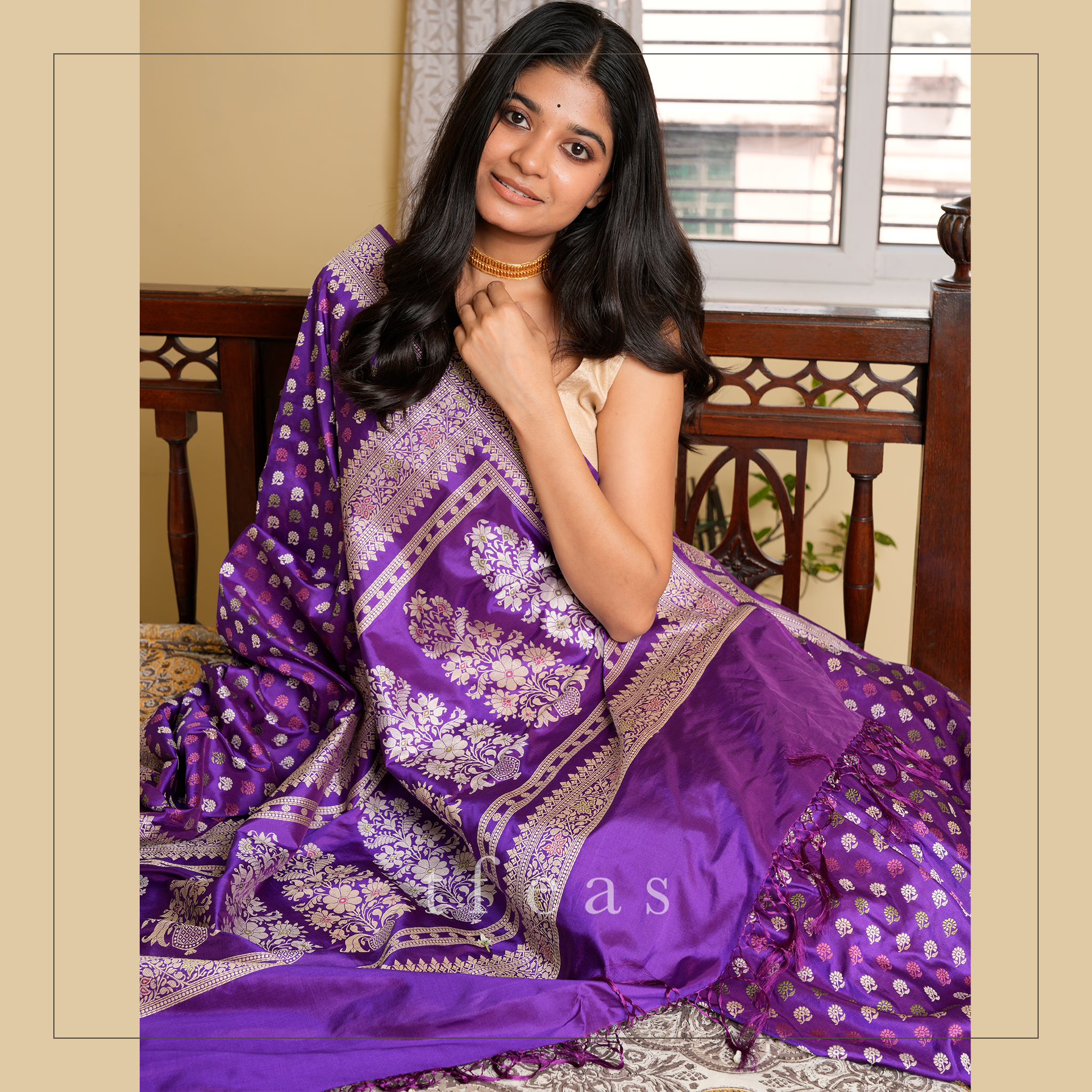 TFEAS Purple Revival Baluchari Saree with Tree of Life