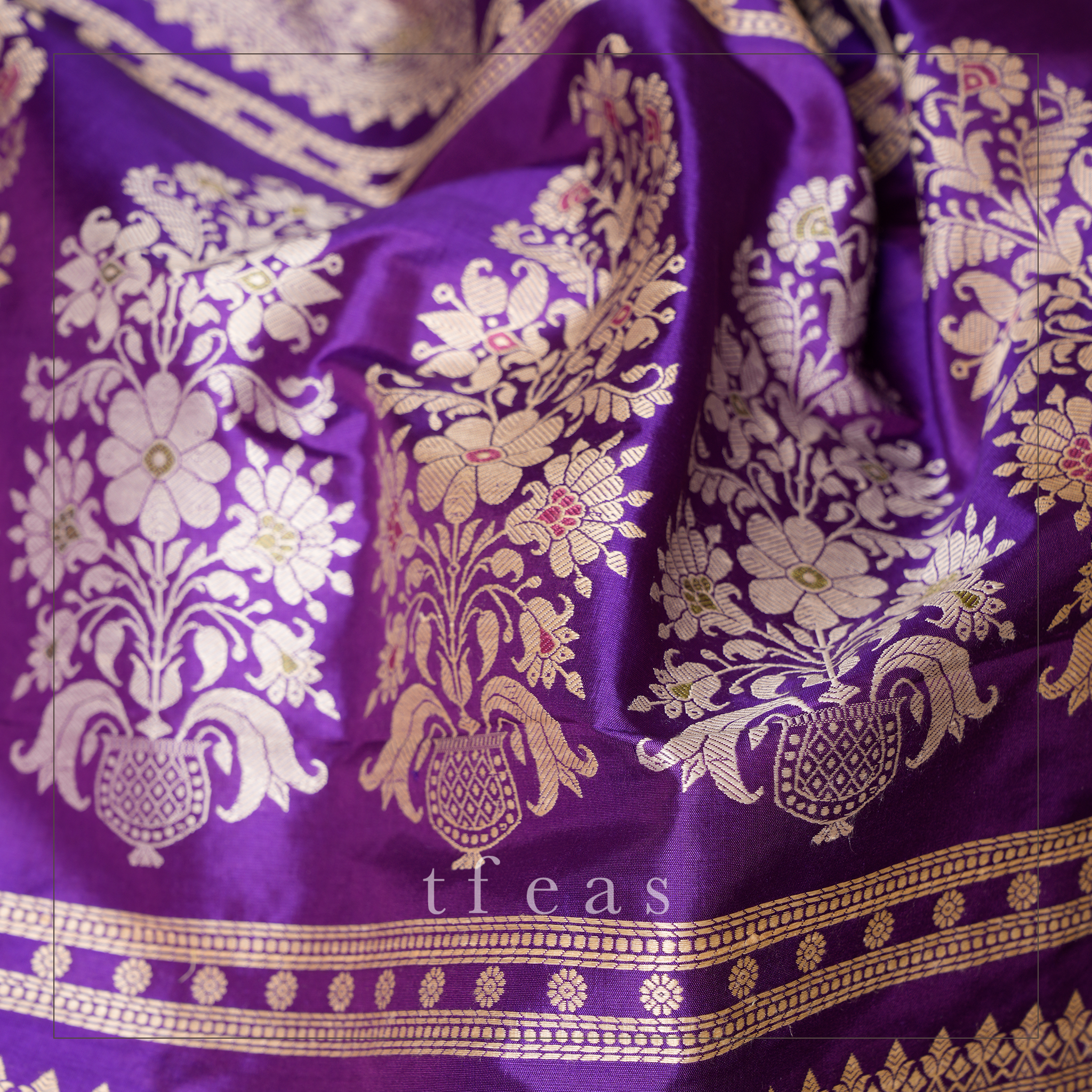 TFEAS Purple Revival Baluchari Saree with Tree of Life