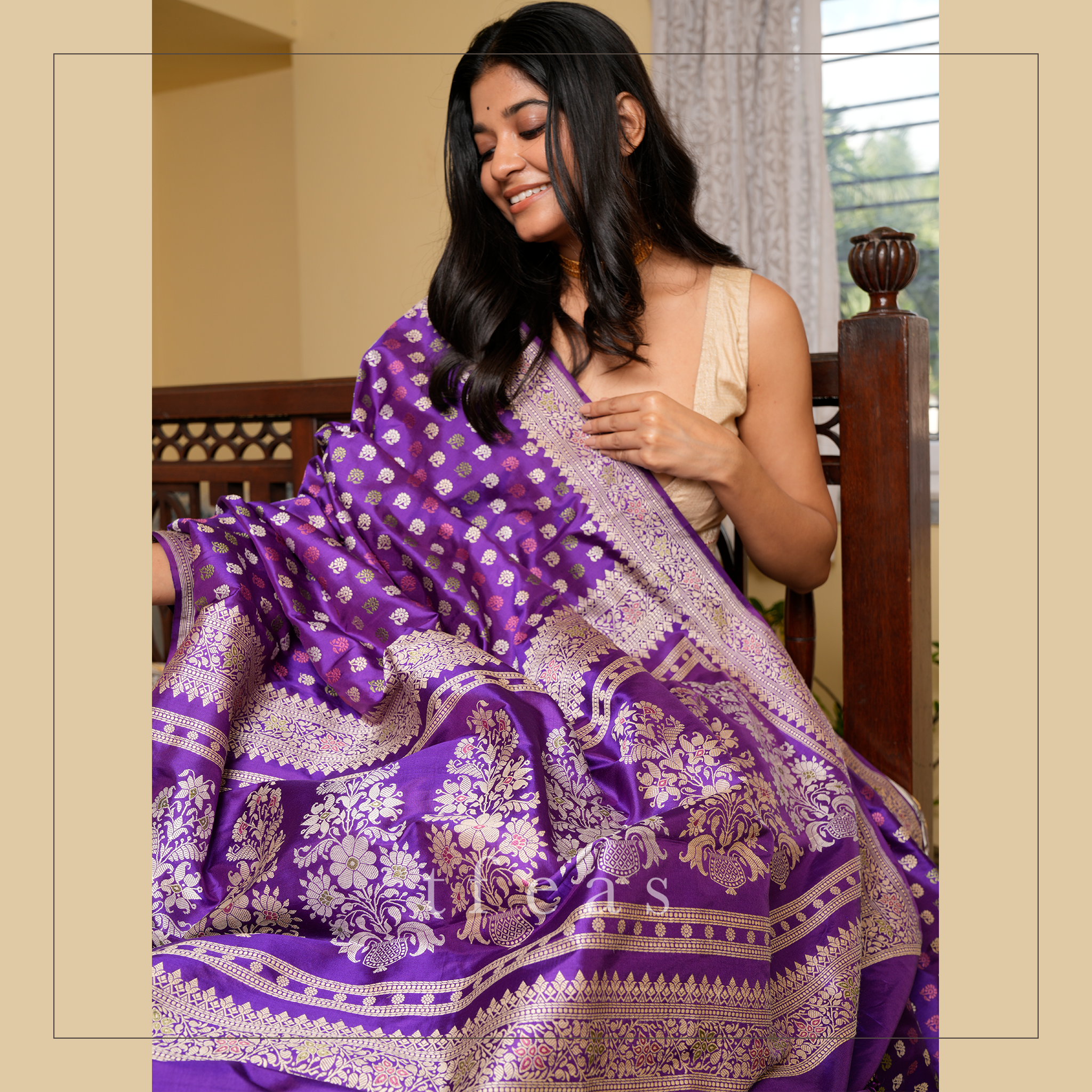 TFEAS Purple Revival Baluchari Saree with Tree of Life