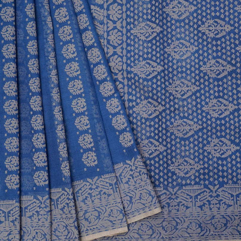 Pre Order: 200 count Indigo Dhakai Jamdani Saree