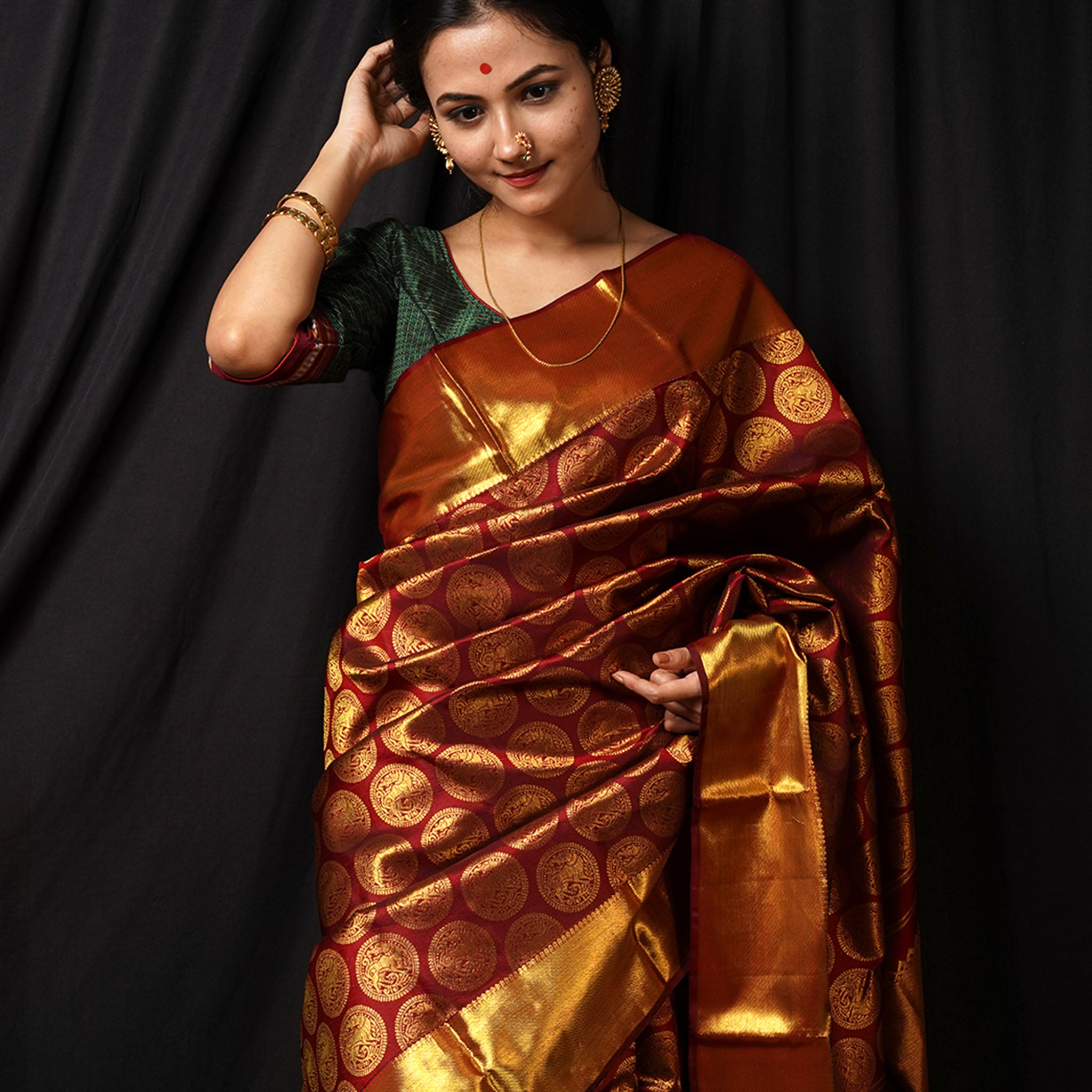 Silk Saree with blouse in Maroon colour 87832