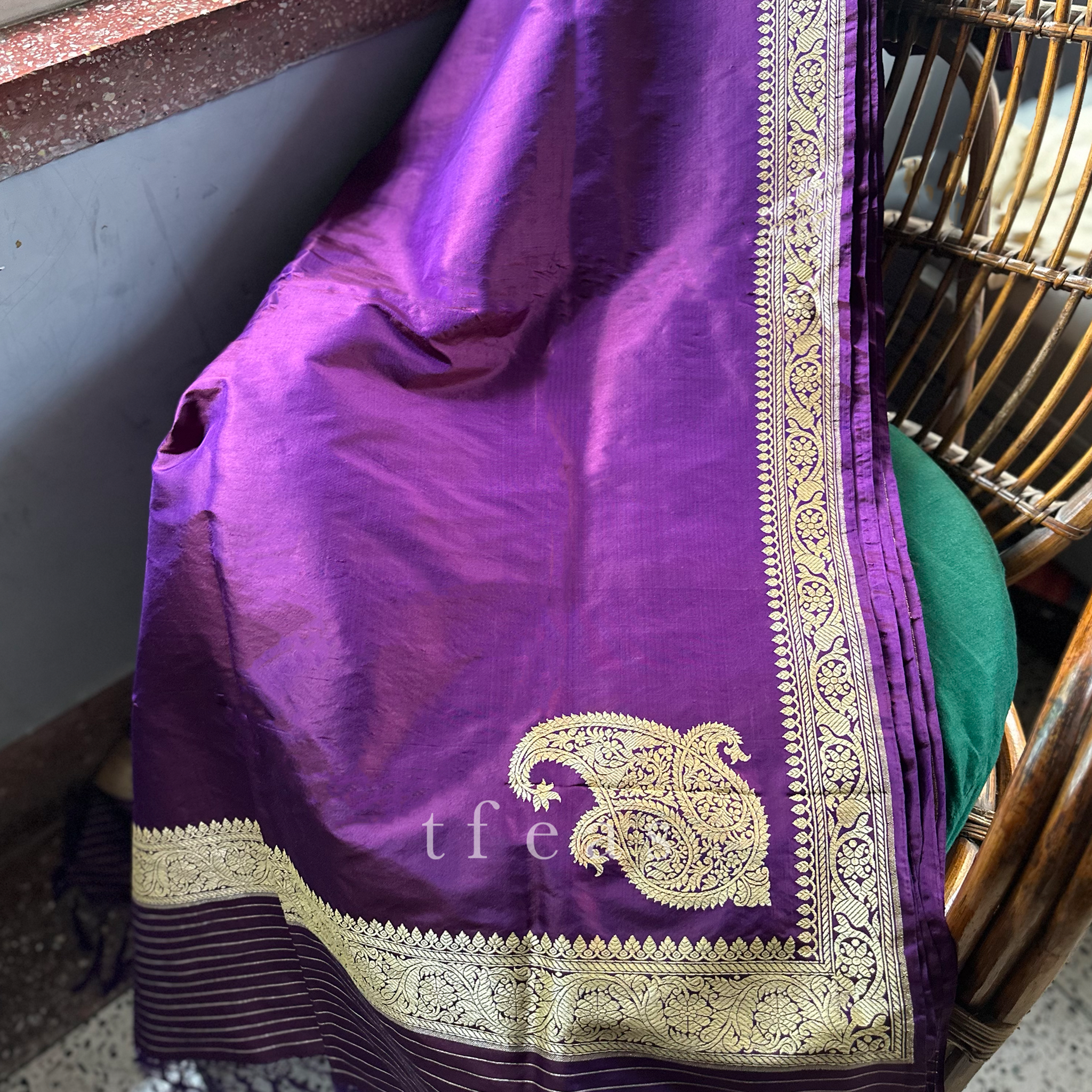 Museum Recreation of a Benarasi Saree with Koniya - Purple