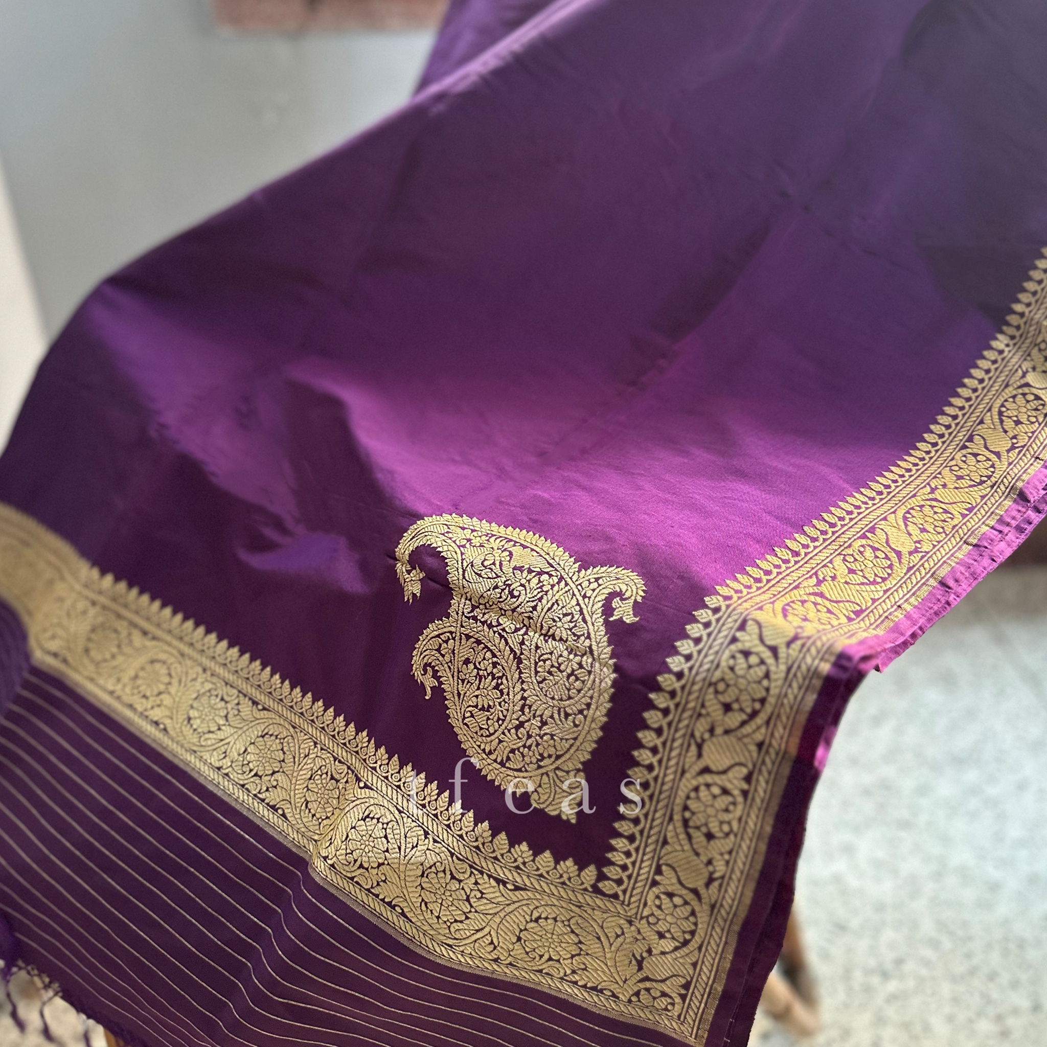 Museum Recreation of a Benarasi Saree with Koniya - Purple